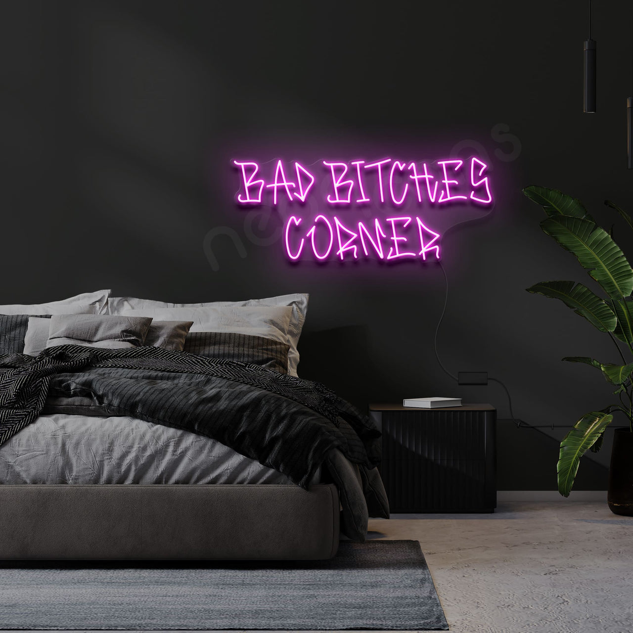 "Bad Bitches Corner" Neon Sign by Neon Icons