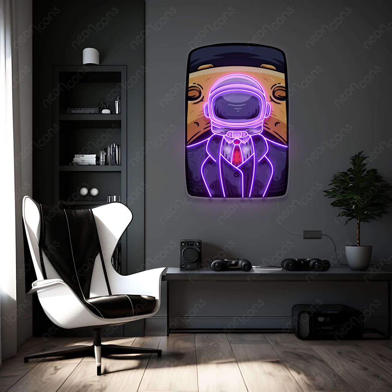 "Big Man On The Moon" LED Neon x Print by Neon Icons