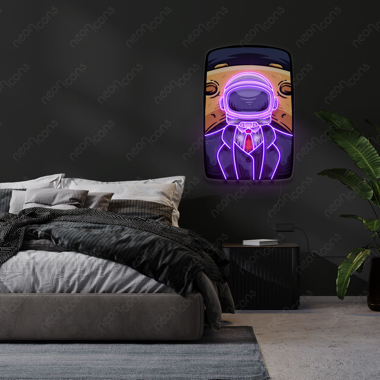 "Big Man On The Moon" LED Neon x Print by Neon Icons