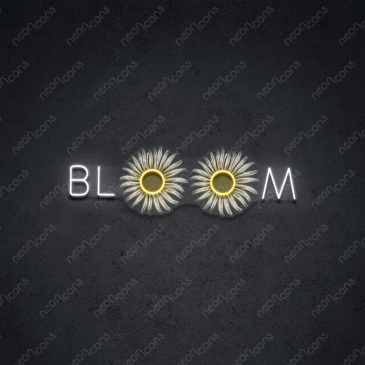 "Bloom" LED Neon x Acrylic Print 45cm (1.5ft) / White & Yellow / LED Neon x Acrylic Print by Neon Icons