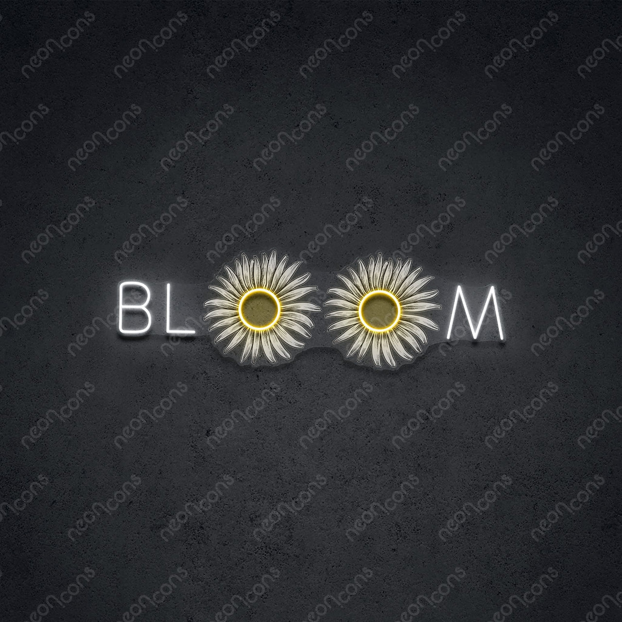 "Bloom" LED Neon x Print 45cm (1.5ft) / White & Yellow / LED Neon x Print by Neon Icons