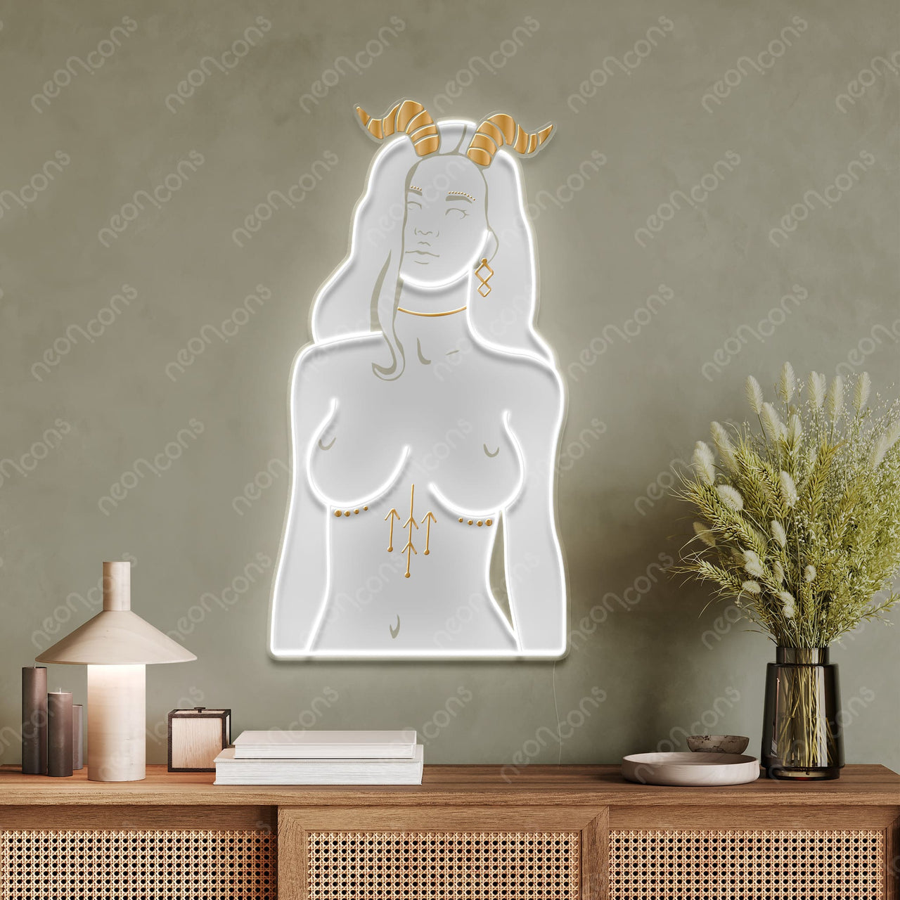 "Capricorn Goddess" LED Neon x Print x Reflective Acrylic by Neon Icons