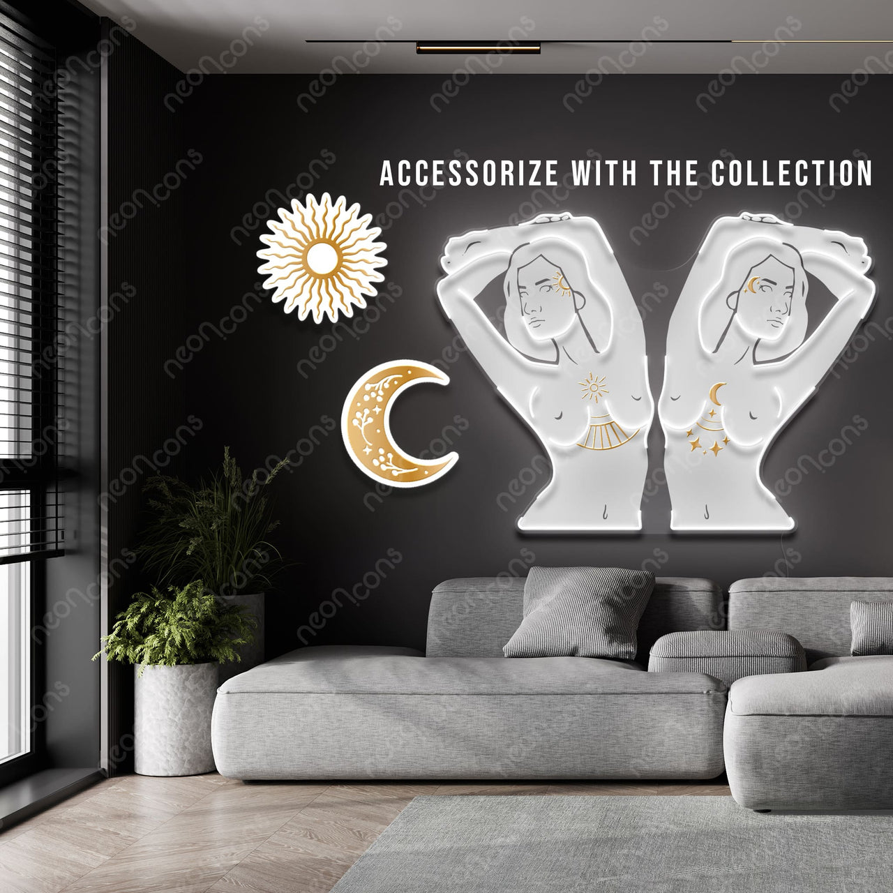 "Celestial Crescent" Acrylic Artwork by Neon Icons