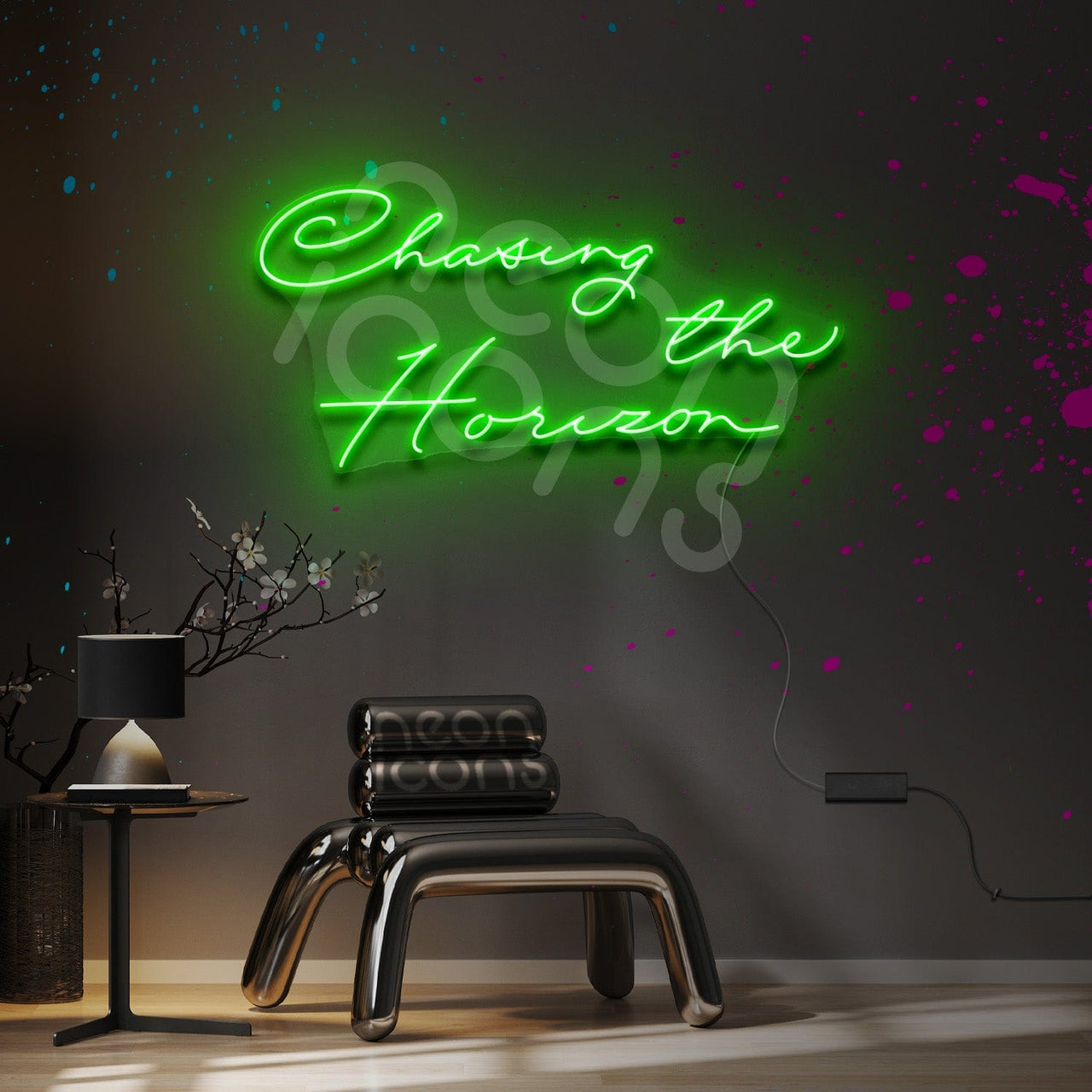 "Chasing the Horizon" Neon Sign 3ft x 1.5ft / Green / LED Neon by Neon Icons