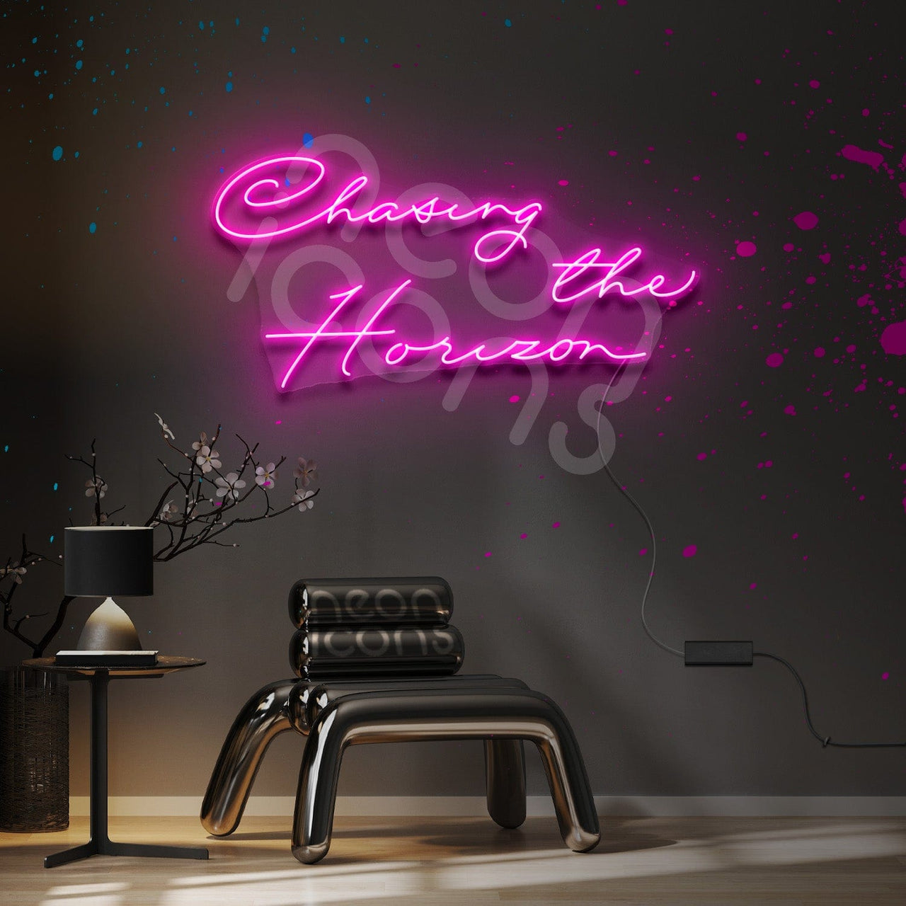 "Chasing the Horizon" Neon Sign 3ft x 1.5ft / Pink / LED Neon by Neon Icons