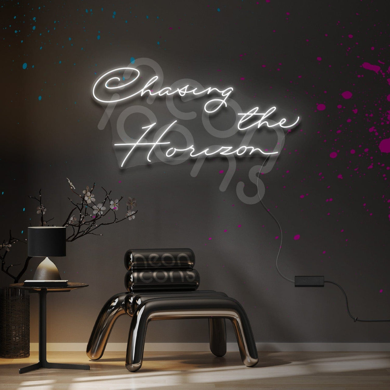 "Chasing the Horizon" Neon Sign 3ft x 1.5ft / White / LED Neon by Neon Icons