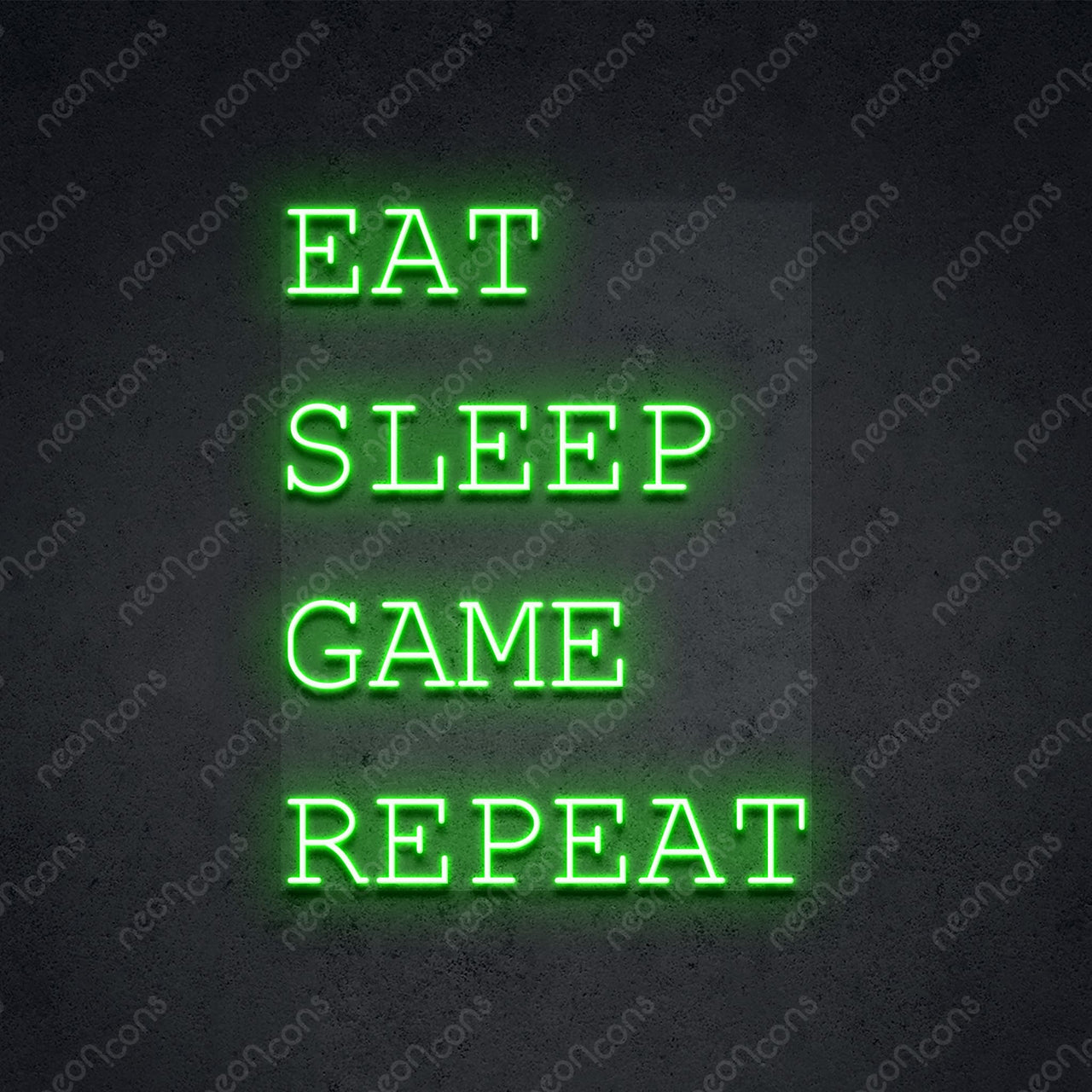 "Eat Sleep Game Repeat" Neon Sign by Neon Icons