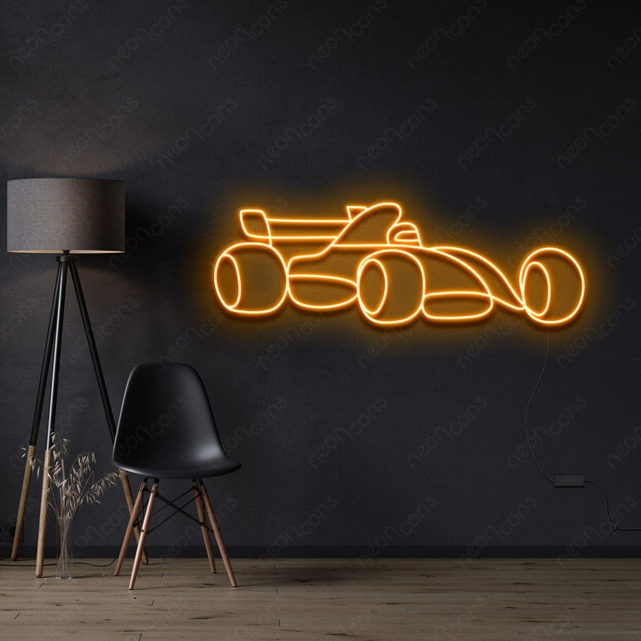 "Formula 1 Race Car" Neon Sign 60cm (2ft) / Orange / LED Neon by Neon Icons