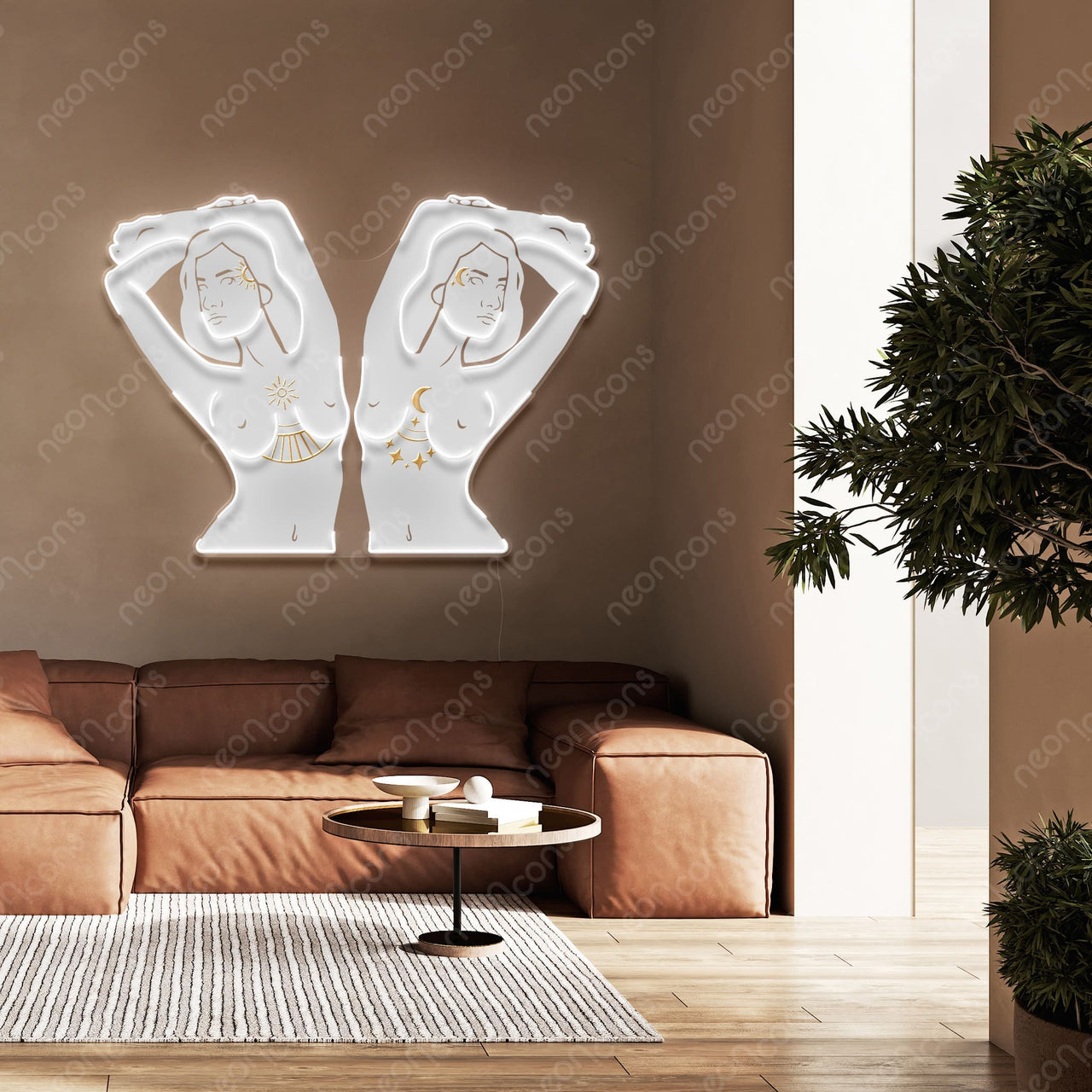 "Gemini Goddess" LED Neon x Print x Reflective Acrylic by Neon Icons