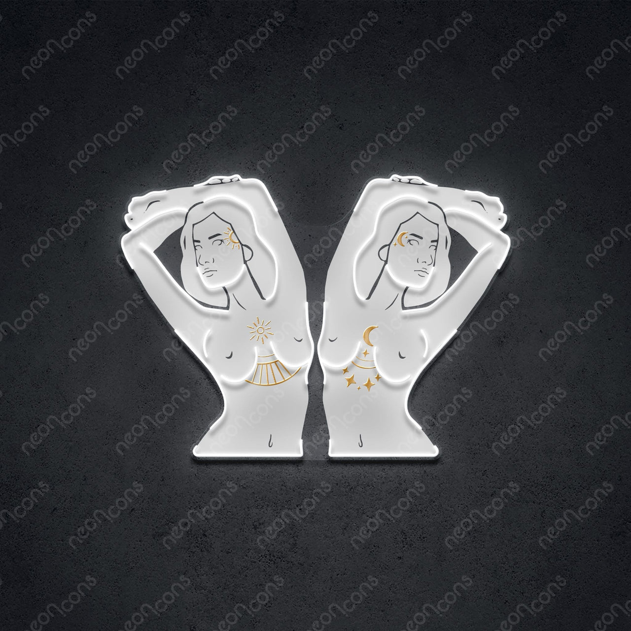 "Gemini Goddess" LED Neon x Print x Reflective Acrylic 60cm (2ft) / Neon x Acrylic Print with Reflective Acrylic by Neon Icons