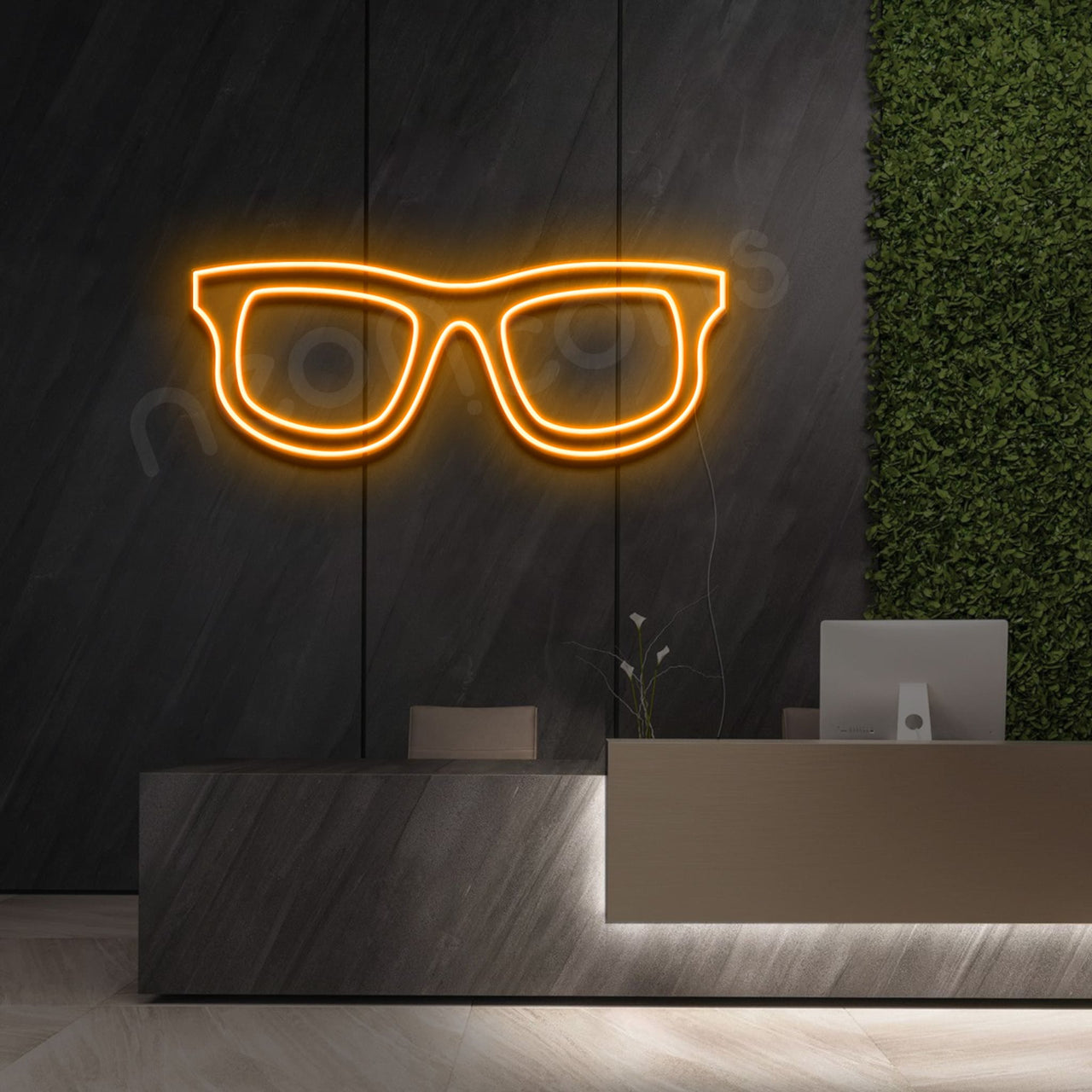 "Glasses" Neon Sign 40cm (1.3ft) / Orange / LED by Neon Icons