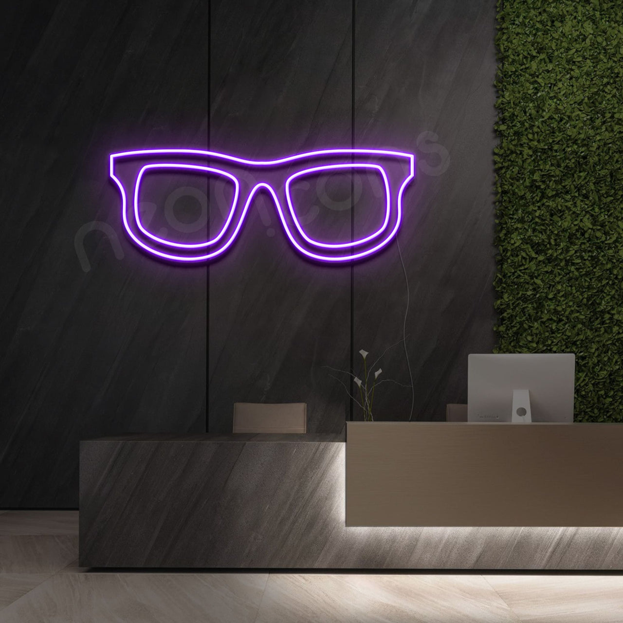 "Glasses" Neon Sign 40cm (1.3ft) / Purple / LED by Neon Icons