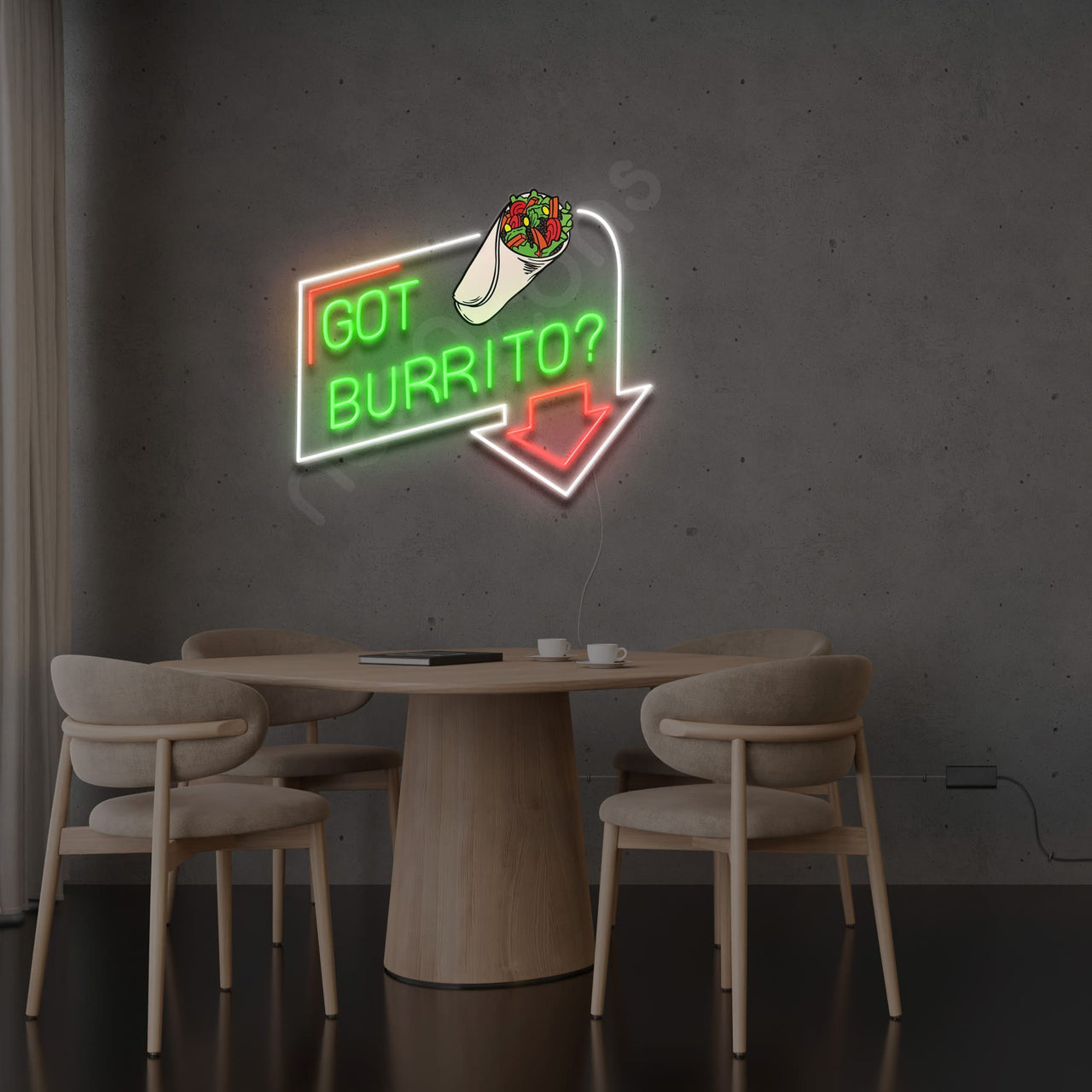 "Got Burrito" LED Neon x Acrylic Print by Neon Icons