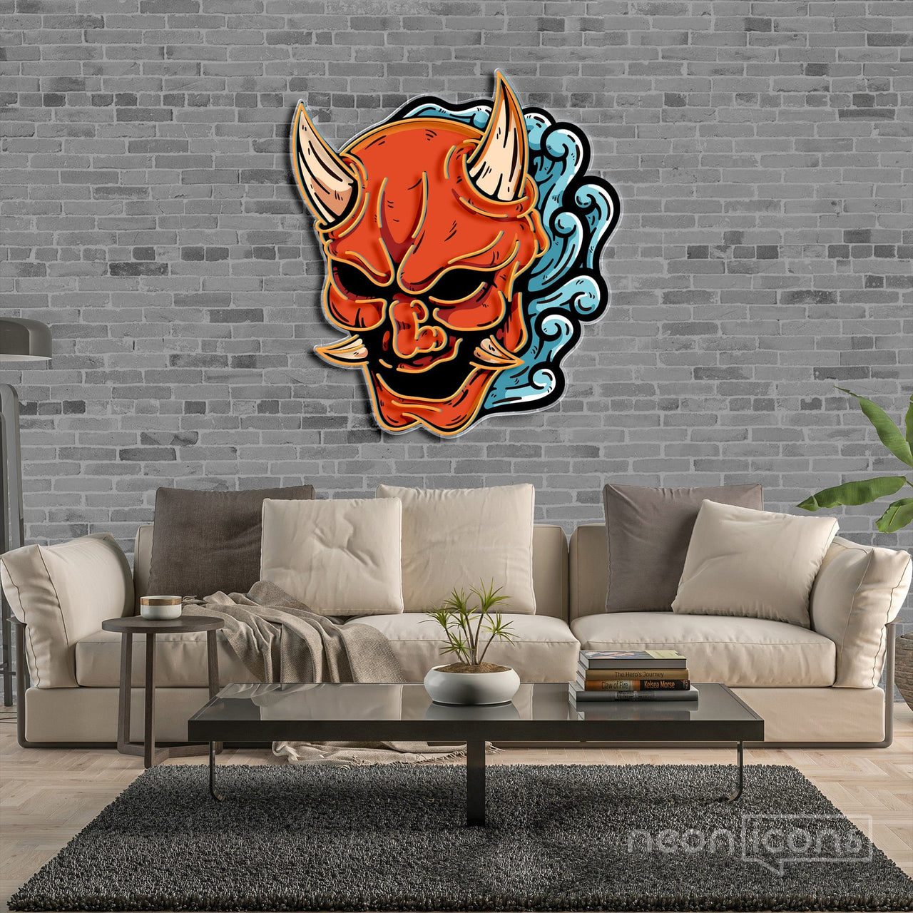 "Hannya Mask" LED Neon x Print by Neon Icons