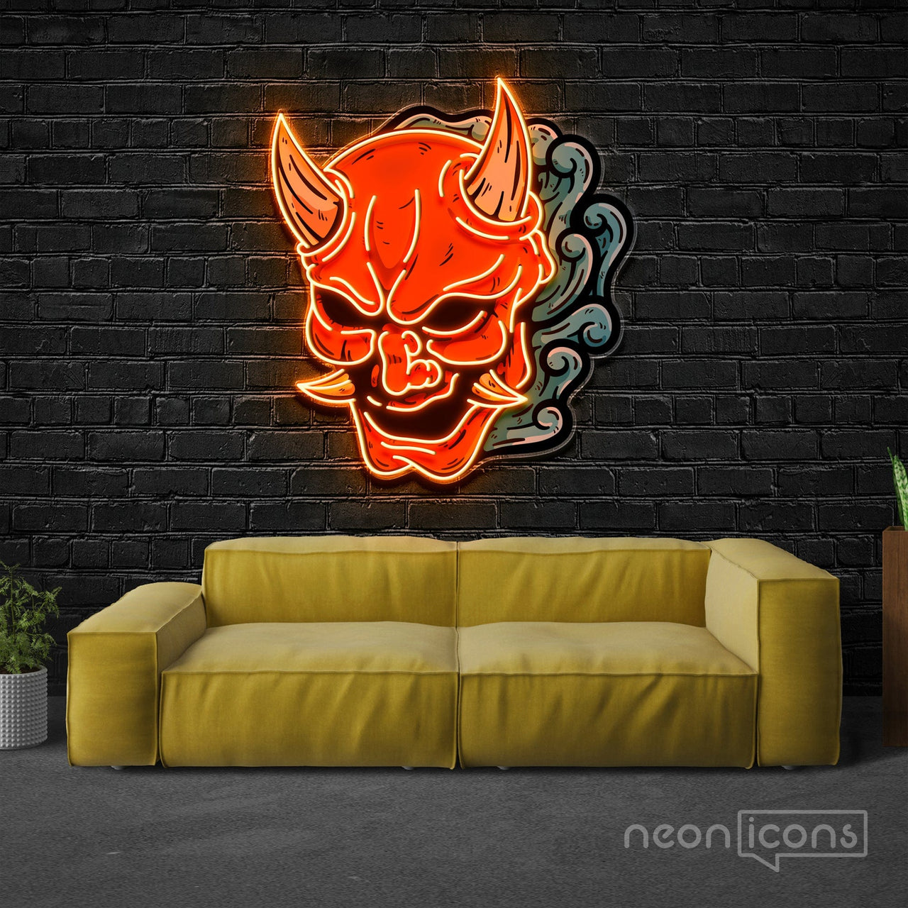 "Hannya Mask" LED Neon x Print by Neon Icons