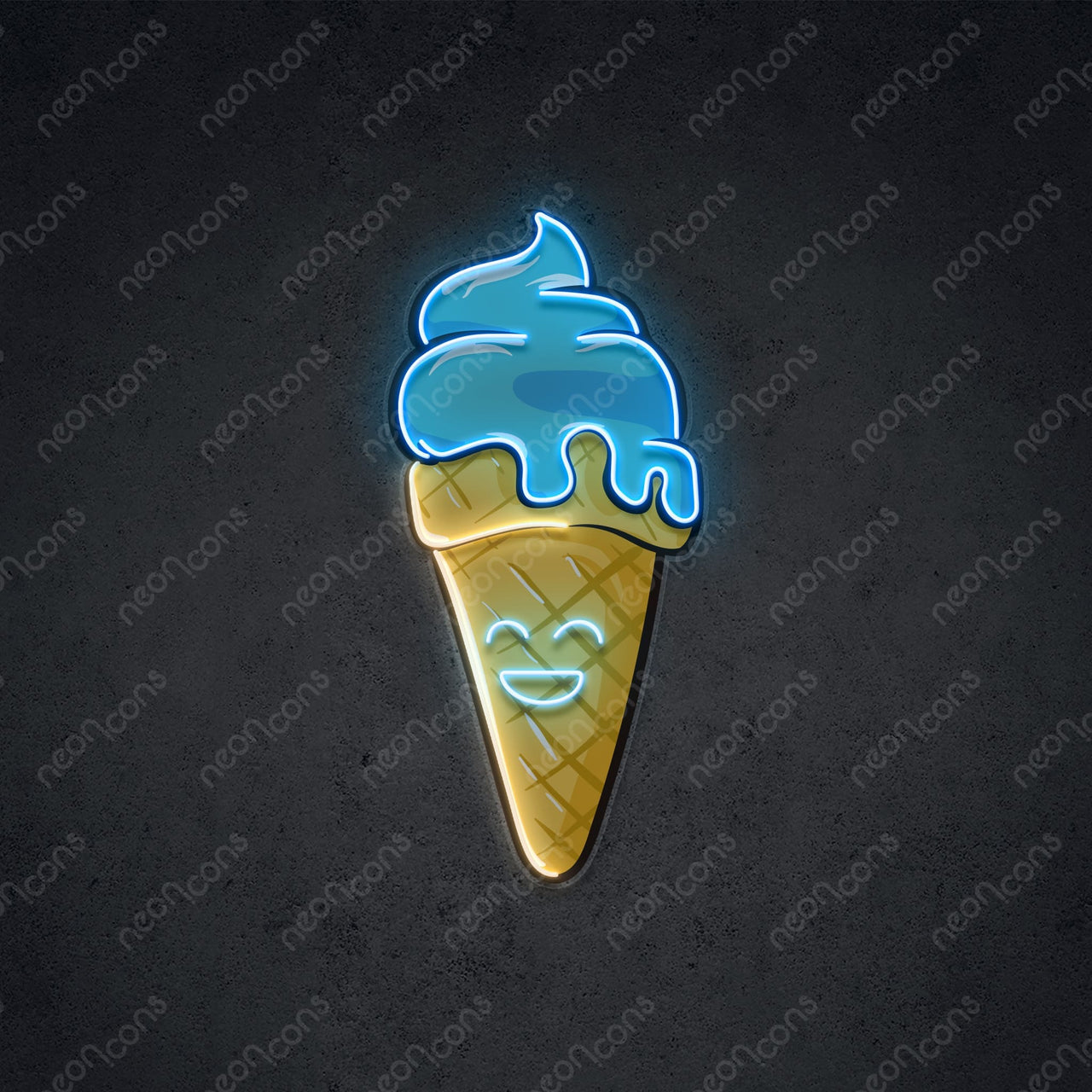 "Happycream Cone" LED Neon x Print 45cm (1.5ft) / Ice Blue / LED Neon x Print by Neon Icons