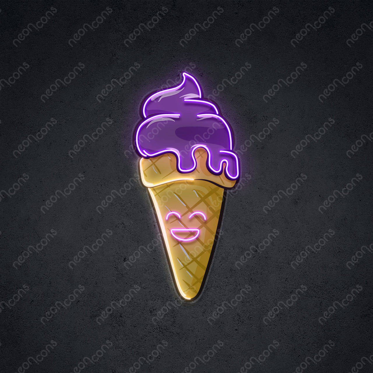 "Happycream Cone" LED Neon x Print 45cm (1.5ft) / Purple / LED Neon x Print by Neon Icons