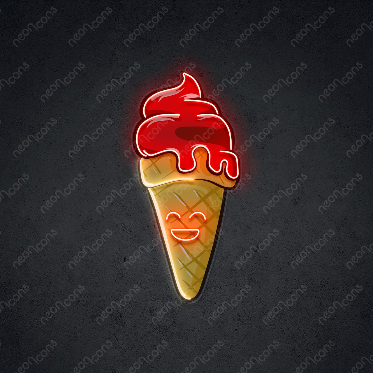 "Happycream Cone" LED Neon x Print 45cm (1.5ft) / Red / LED Neon x Print by Neon Icons