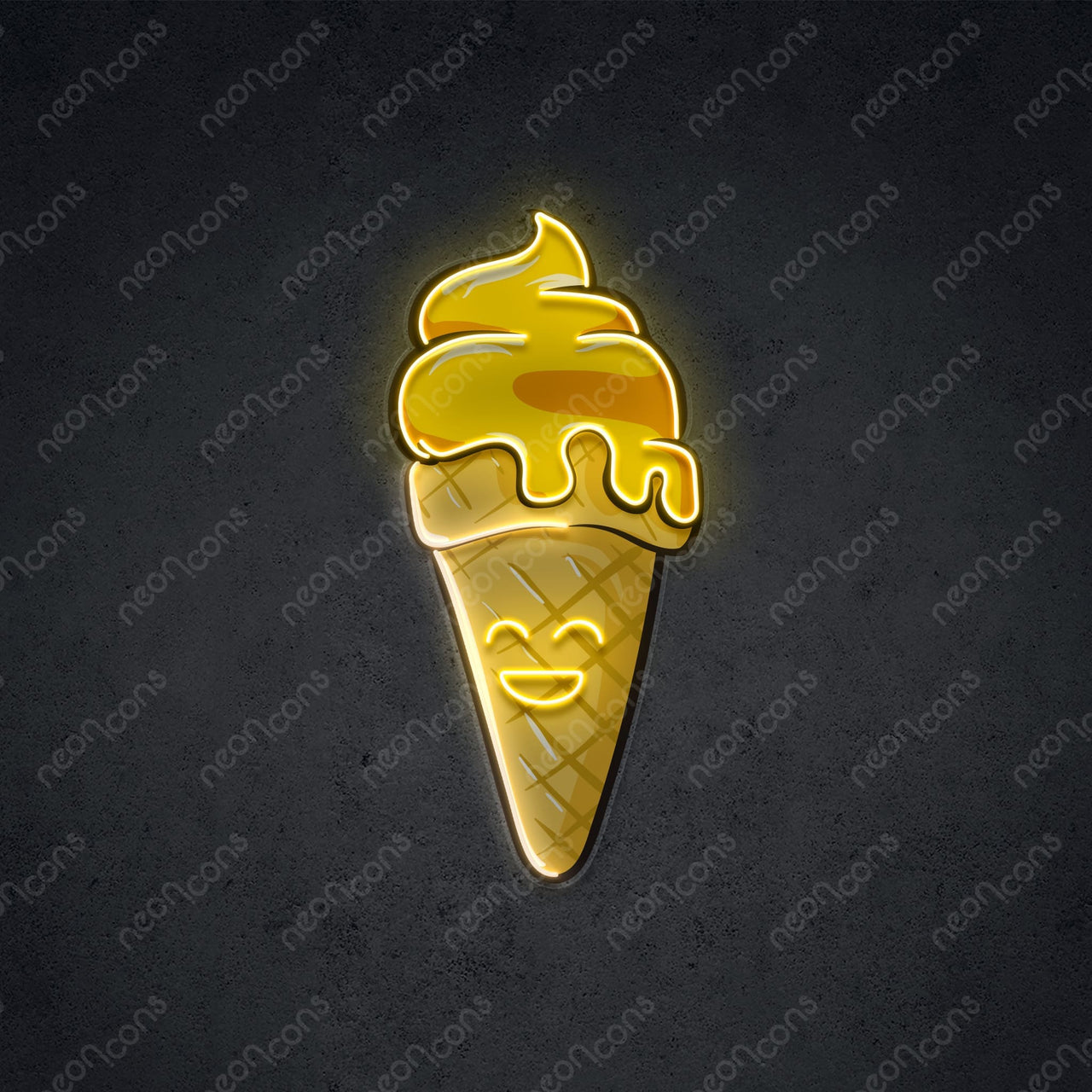 "Happycream Cone" LED Neon x Print 45cm (1.5ft) / Yellow / LED Neon x Print by Neon Icons