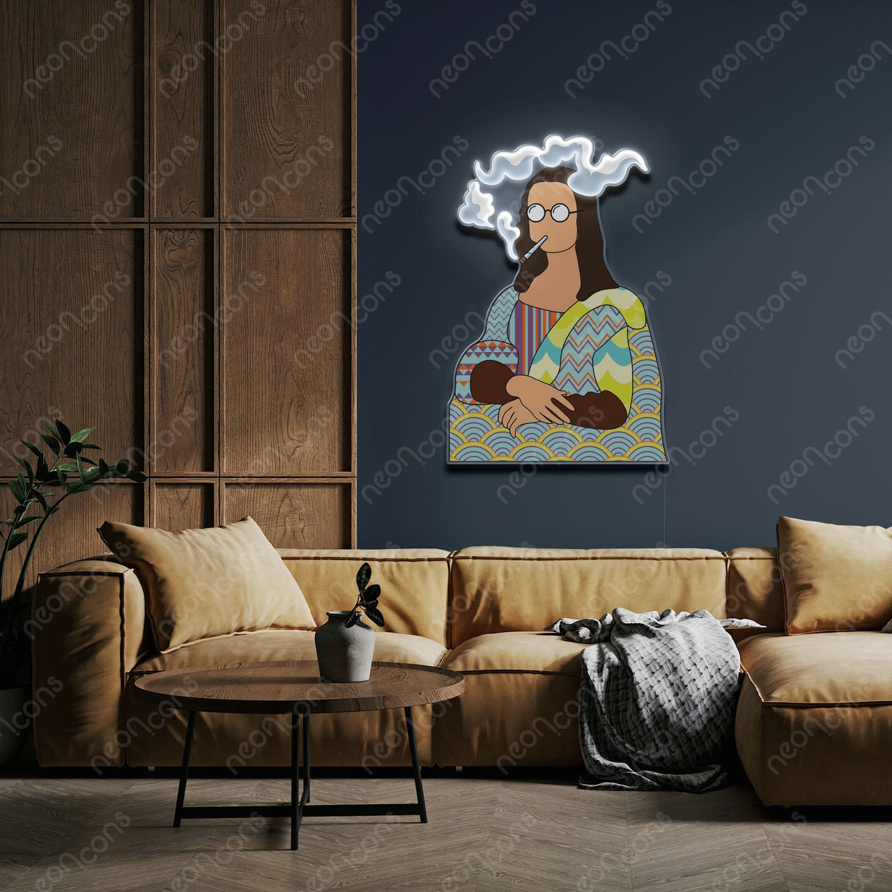 "Hippie Lisa" LED Neon x Print by Neon Icons