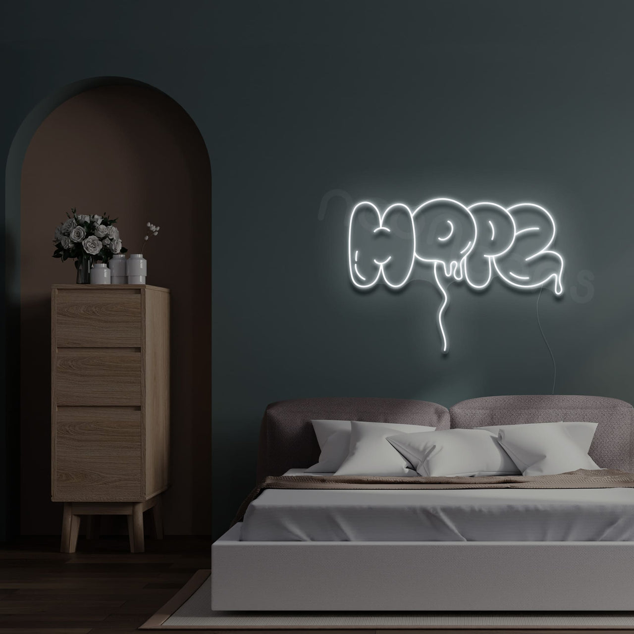 "Hope" Neon Sign 60cm (2ft) / White / LED by Neon Icons