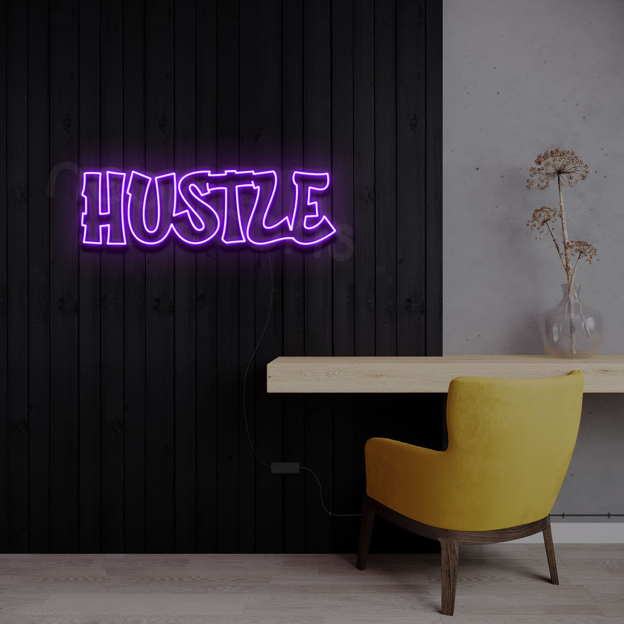 "Hustle" Neon Sign by Neon Icons