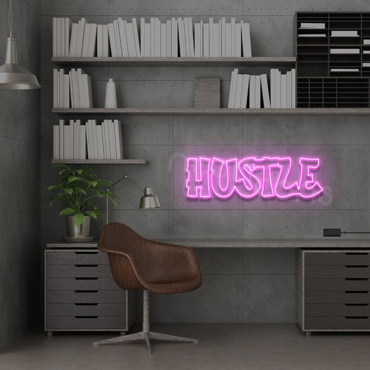 "Hustle" Neon Sign 60cm (2ft) / Pink / LED by Neon Icons