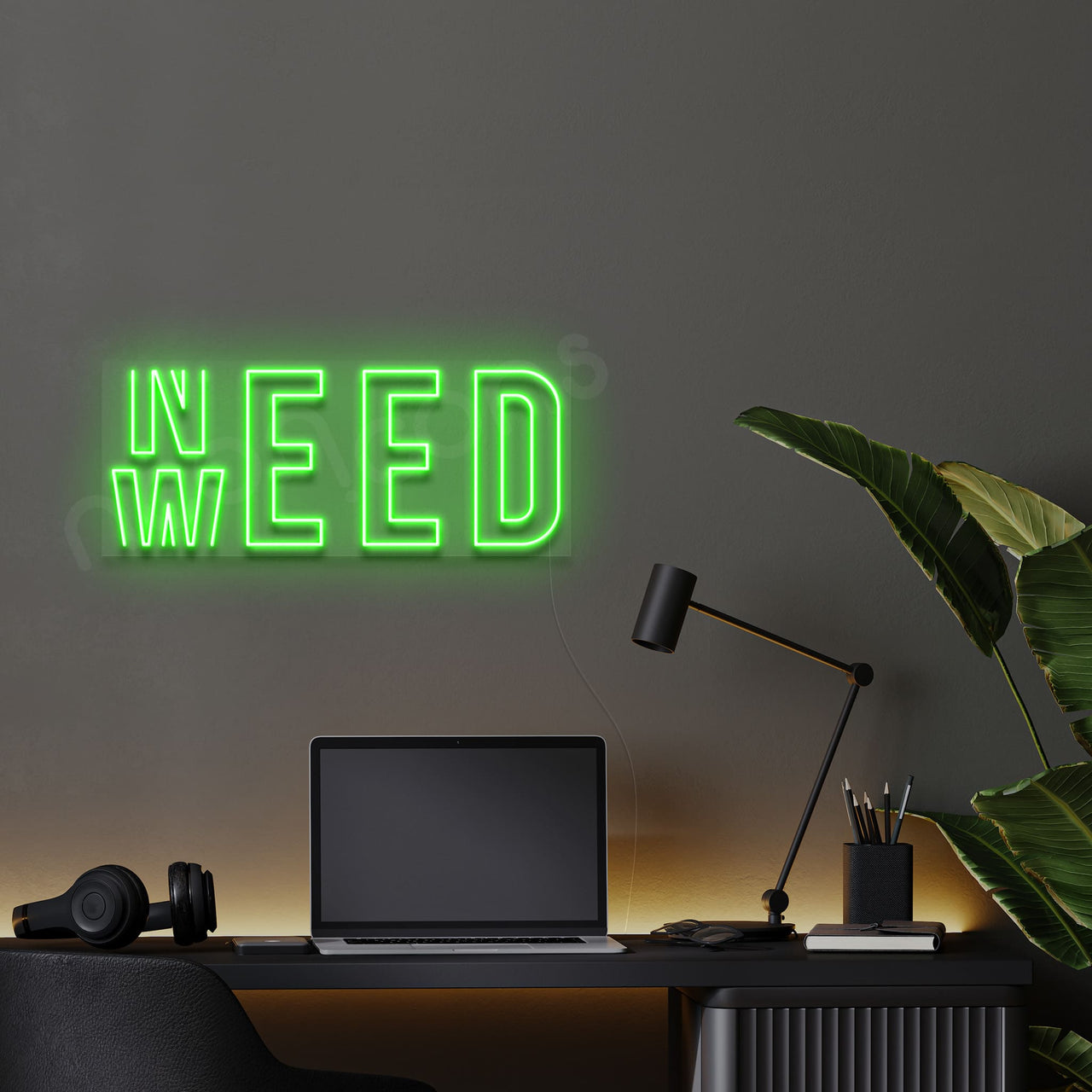 "Need Weed" Neon Sign 60cm (2ft) / Green / LED by Neon Icons