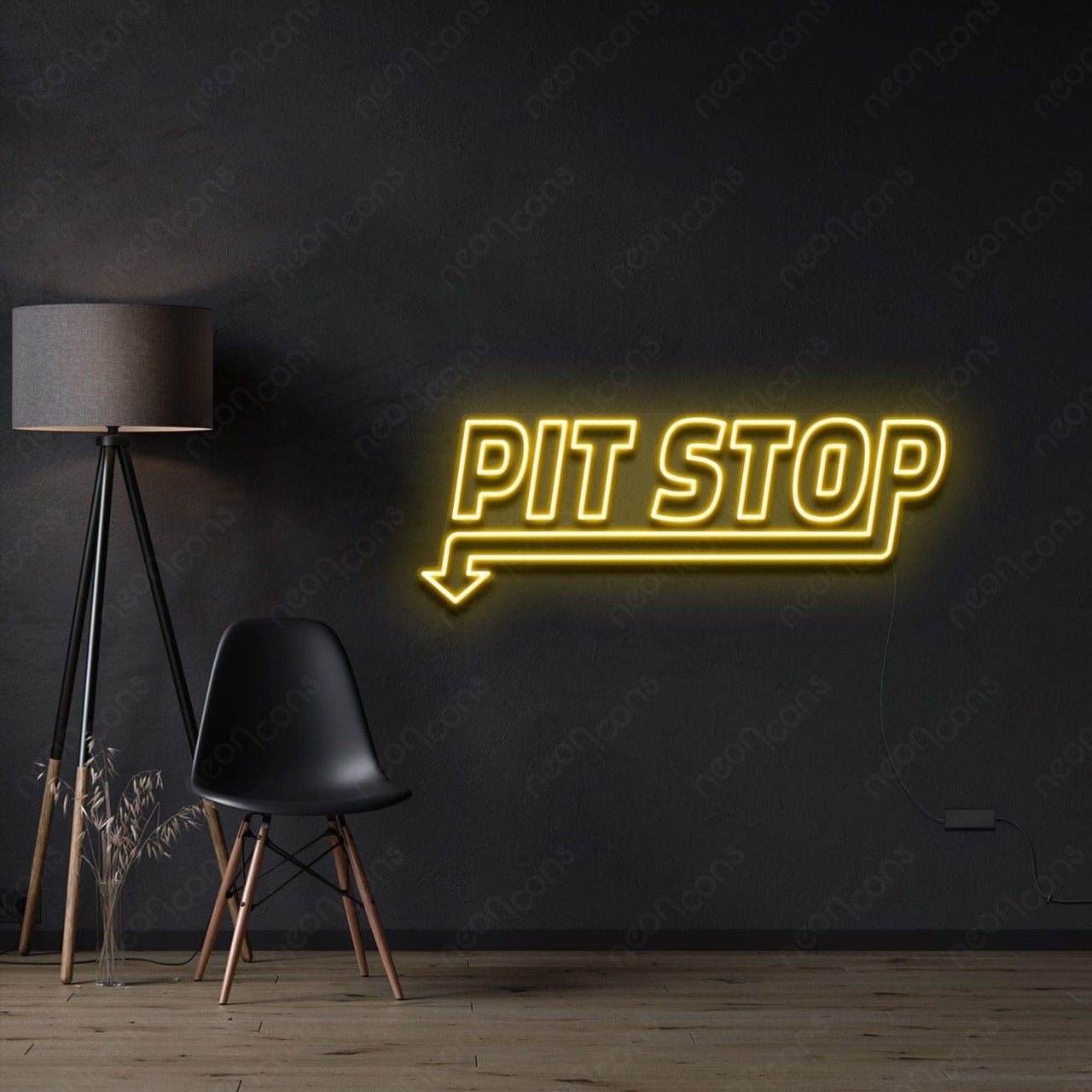 "PitStop" Neon Sign 60cm (2ft) / Yellow / LED Neon by Neon Icons