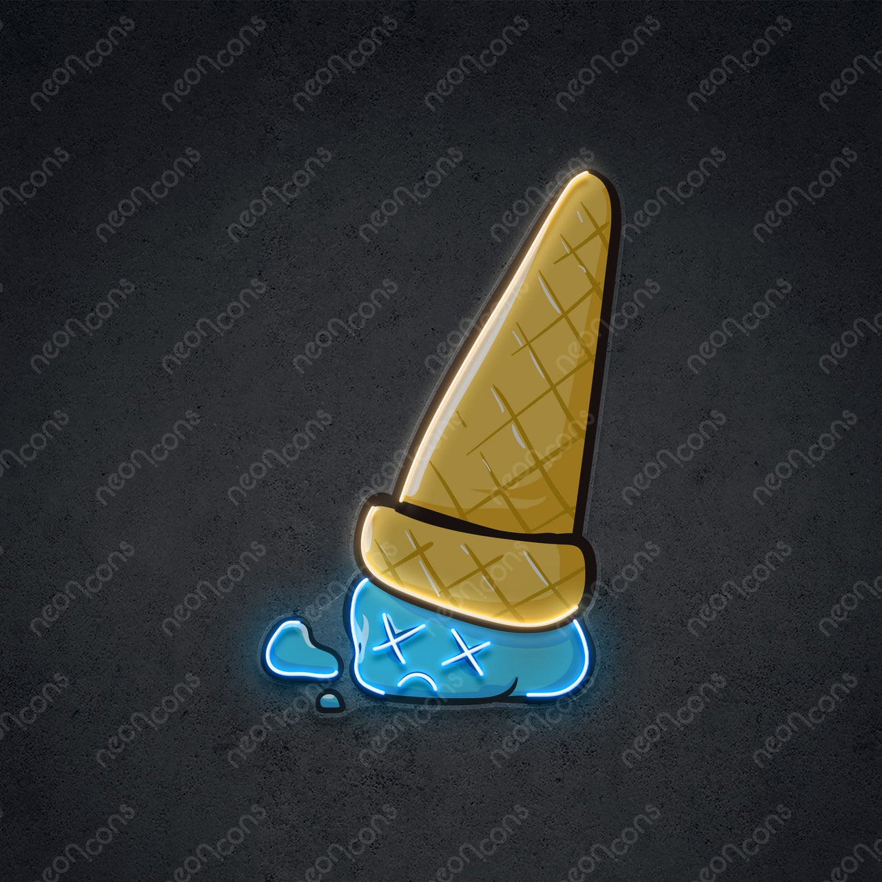 "Sadcream Cone" LED Neon x Print 45cm (1.5ft) / Ice Blue / LED Neon x Print by Neon Icons