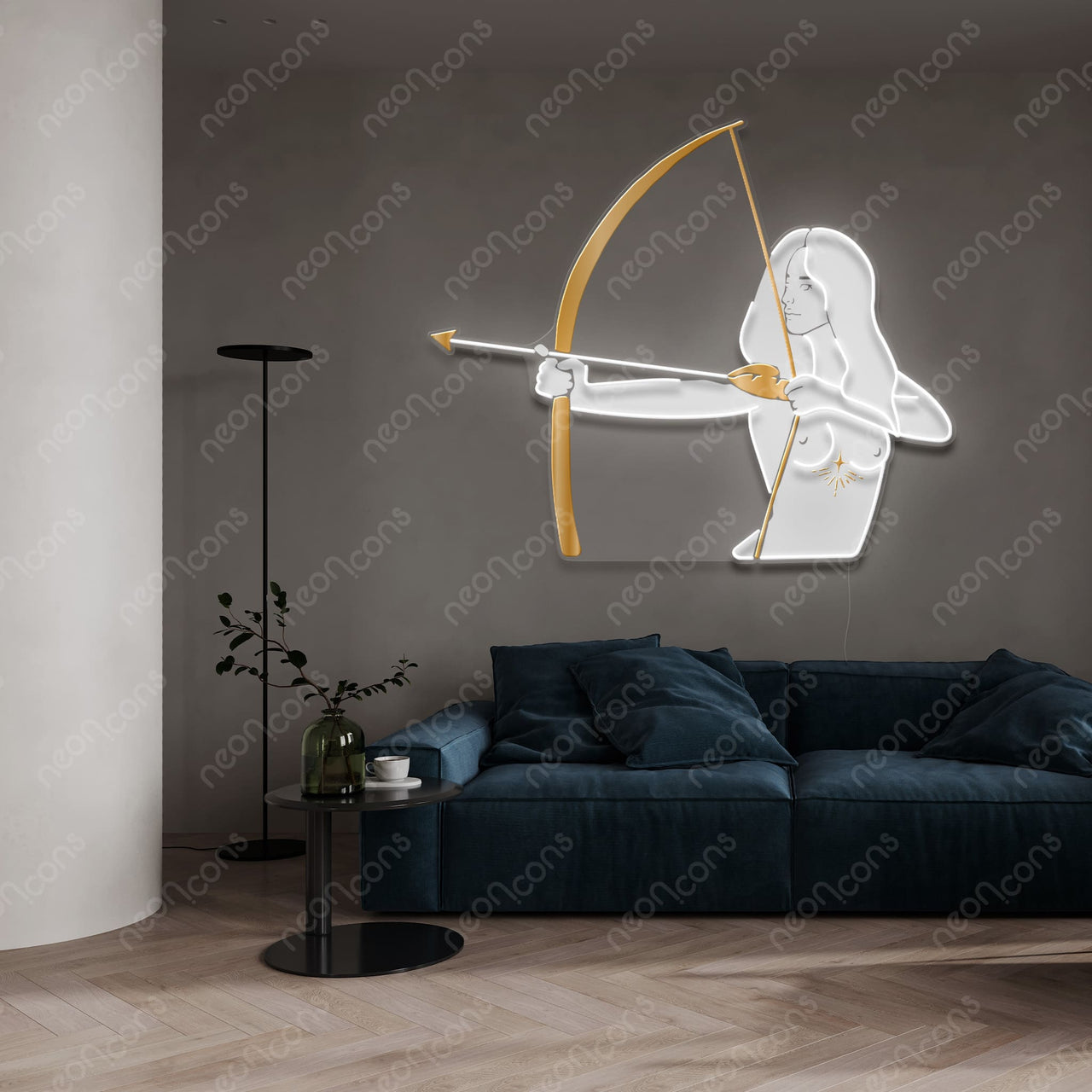 "Sagittarius Goddess" LED Neon x Print x Reflective Acrylic by Neon Icons