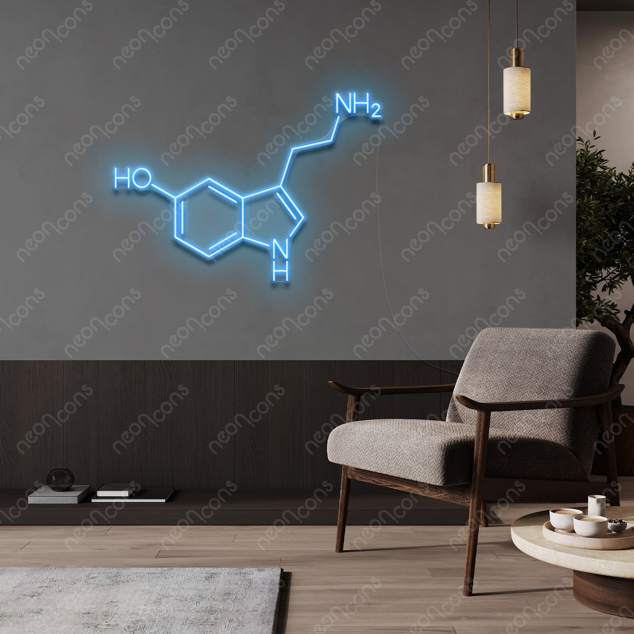 "Serotonin Molecule" LED Neon by Neon Icons