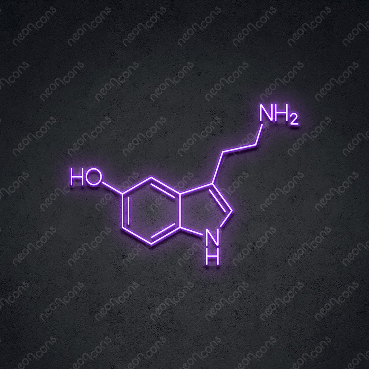 "Serotonin Molecule" LED Neon 60cm (2ft) / Purple / LED Neon by Neon Icons