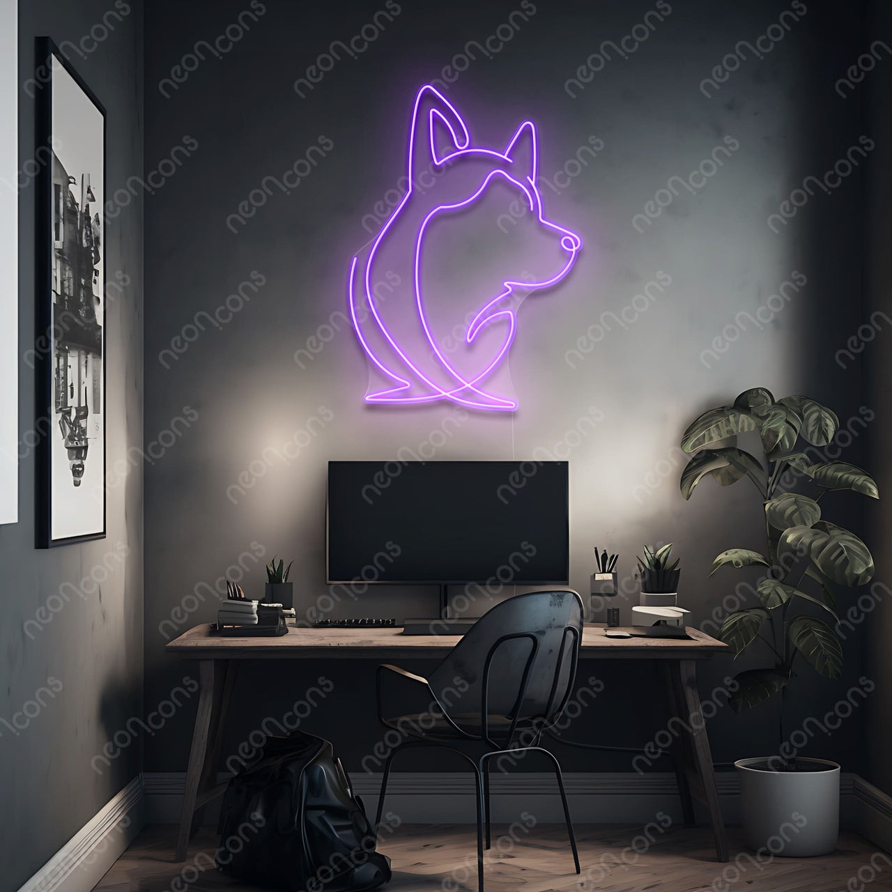 "Siberian Husky Face" LED Neon by Neon Icons