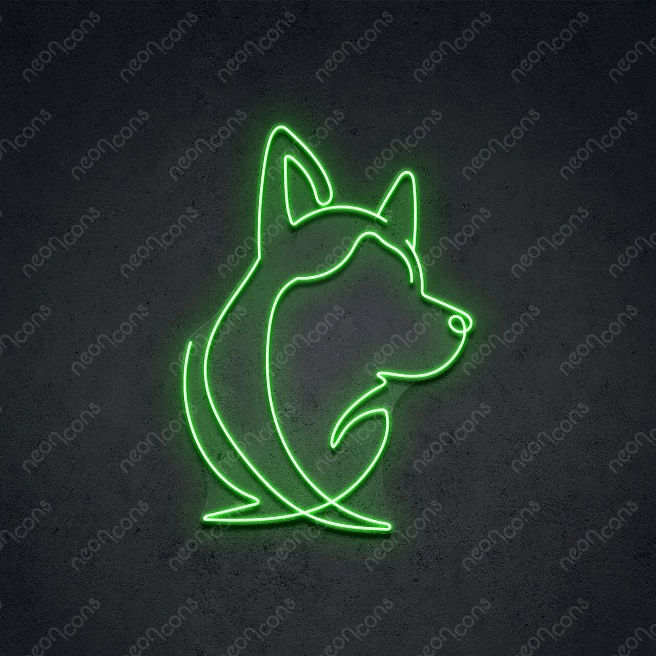 "Siberian Husky Face" LED Neon 60cm (2ft) / Green / LED Neon by Neon Icons