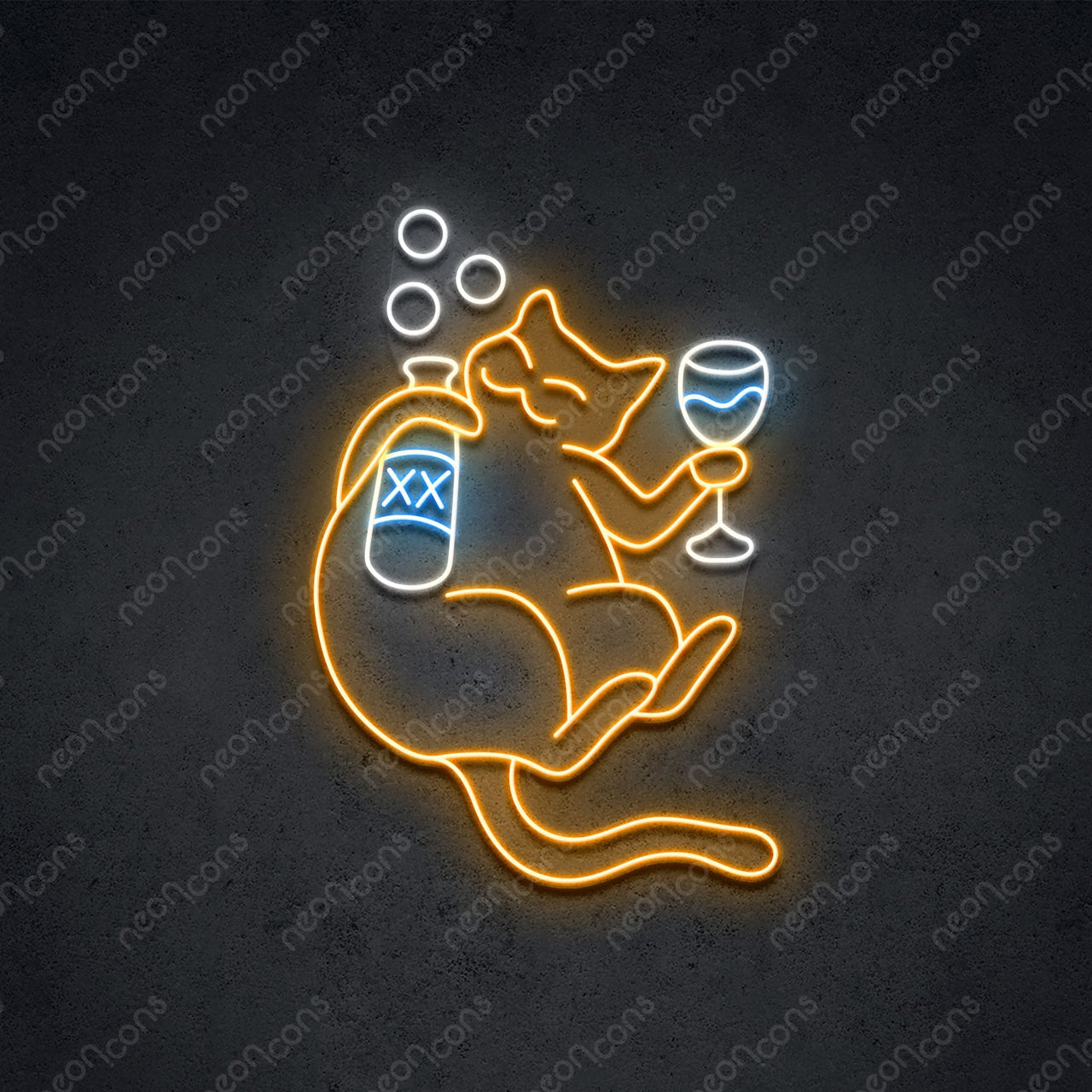 "Tabbed Out Tabby" LED Neon 45cm (1.5ft) / Ice Blue / LED Neon by Neon Icons