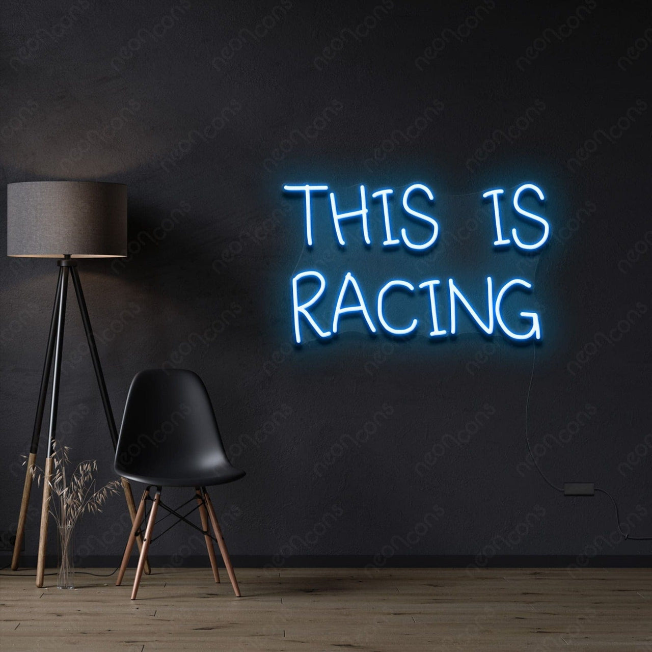 "This is Racing" Neon Sign 60cm (2ft) / Ice Blue / LED Neon by Neon Icons