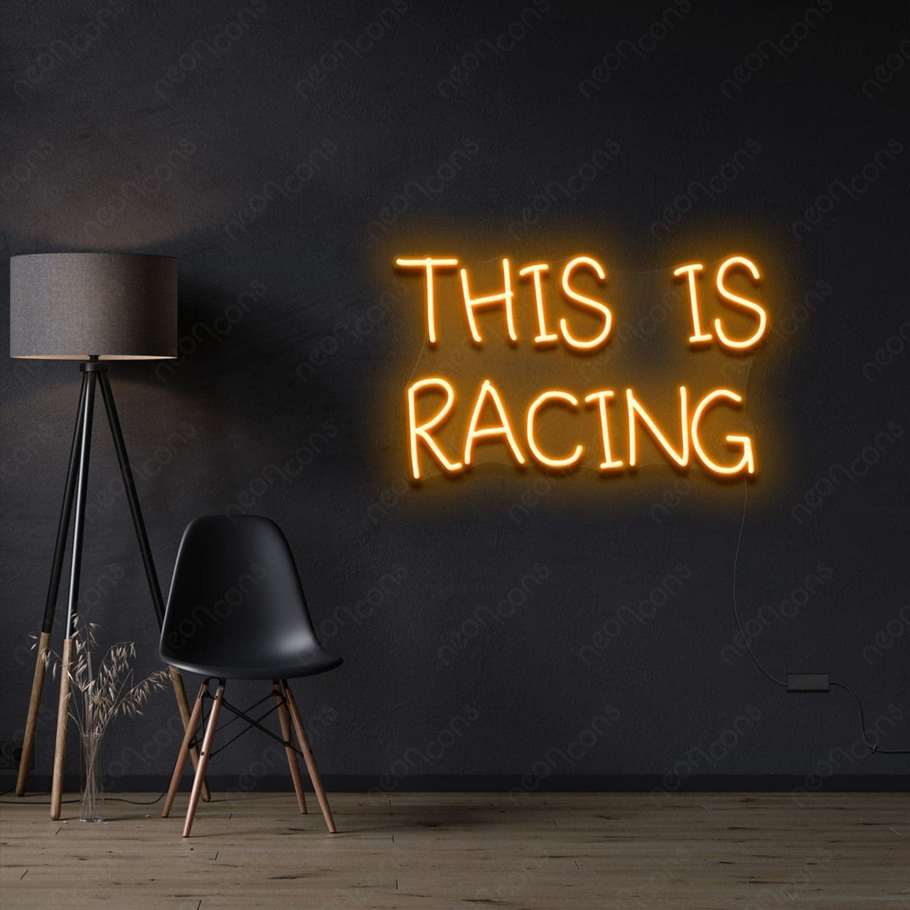 "This is Racing" Neon Sign 60cm (2ft) / Orange / LED Neon by Neon Icons