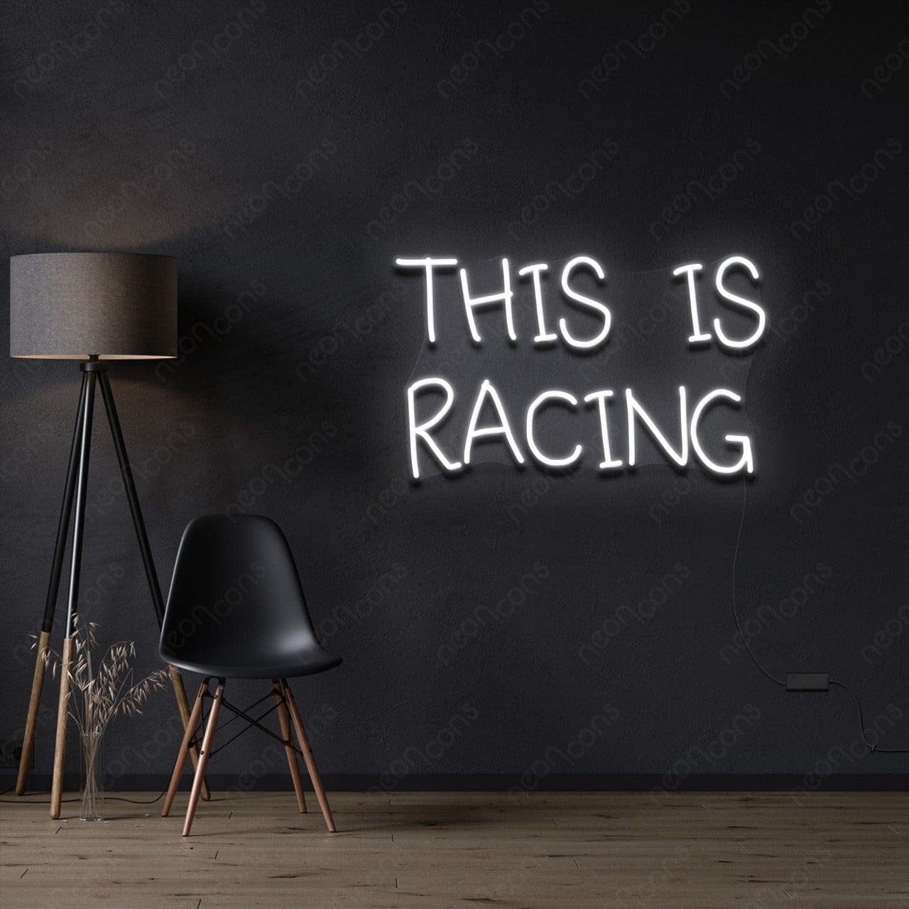 "This is Racing" Neon Sign 60cm (2ft) / White / LED Neon by Neon Icons