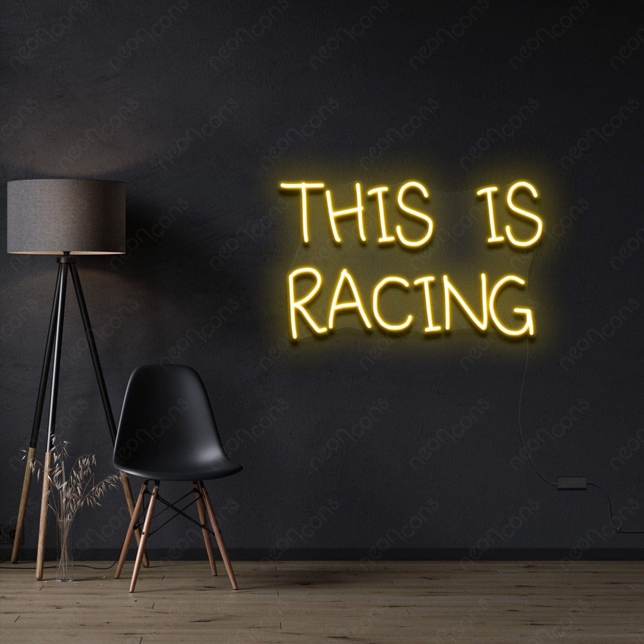"This is Racing" Neon Sign 60cm (2ft) / Yellow / LED Neon by Neon Icons