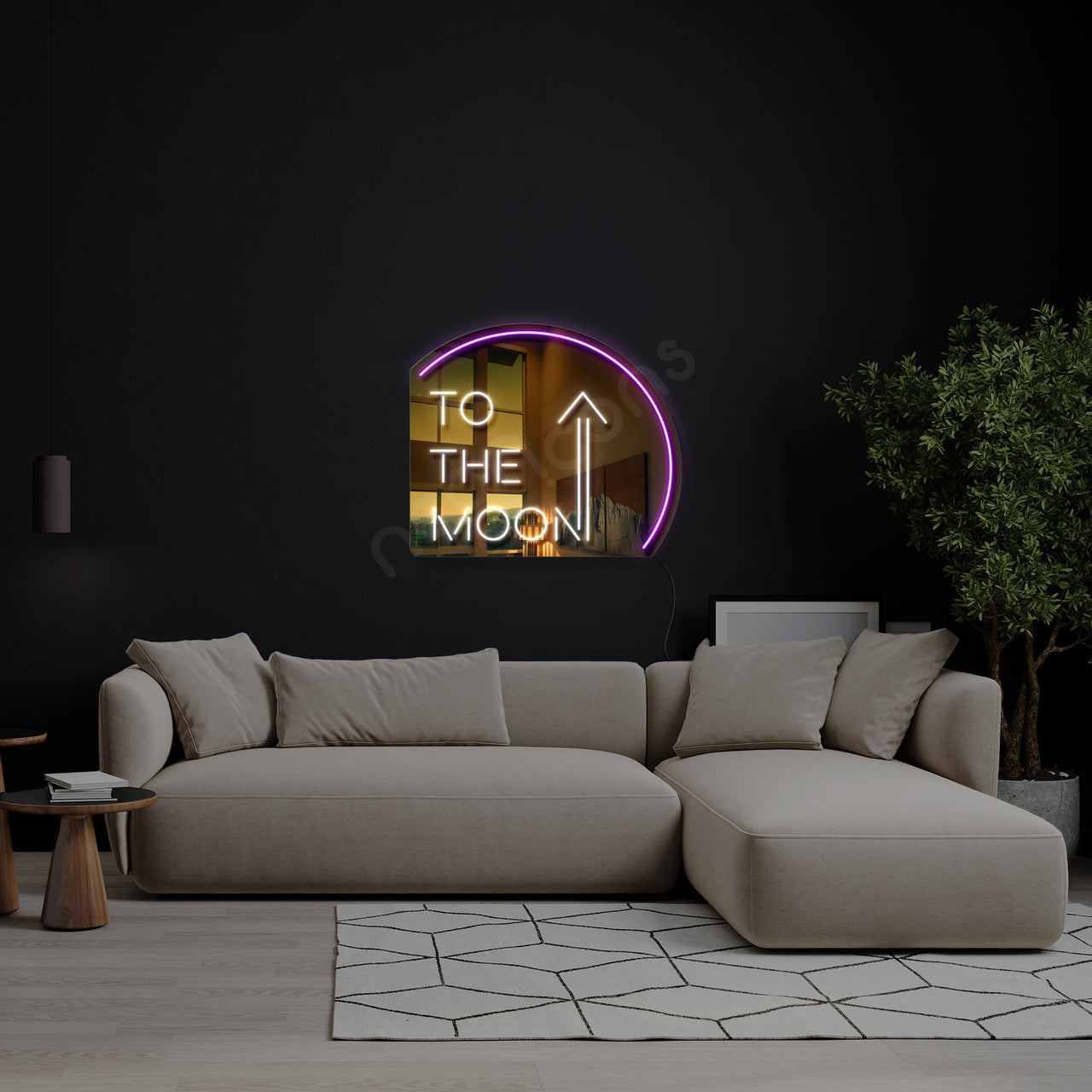 "To The Moon" LED Neon x Acrylic Mirror by Neon Icons