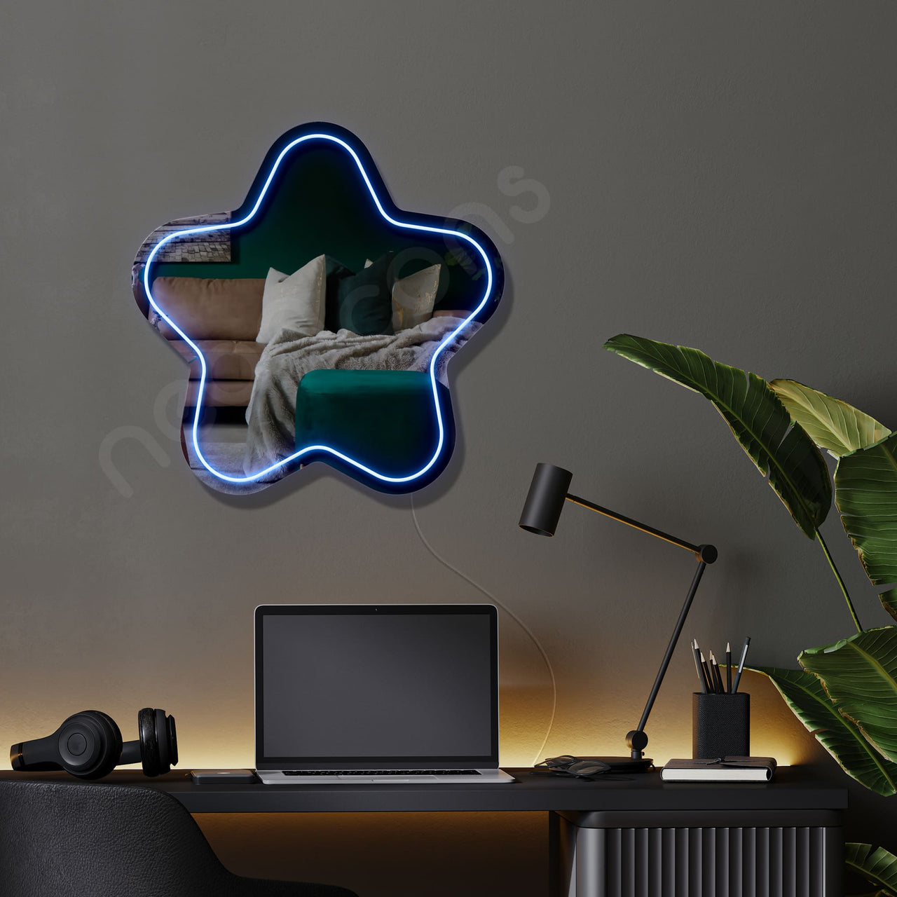 "Wavy" LED Neon x Acrylic Mirror by Neon Icons