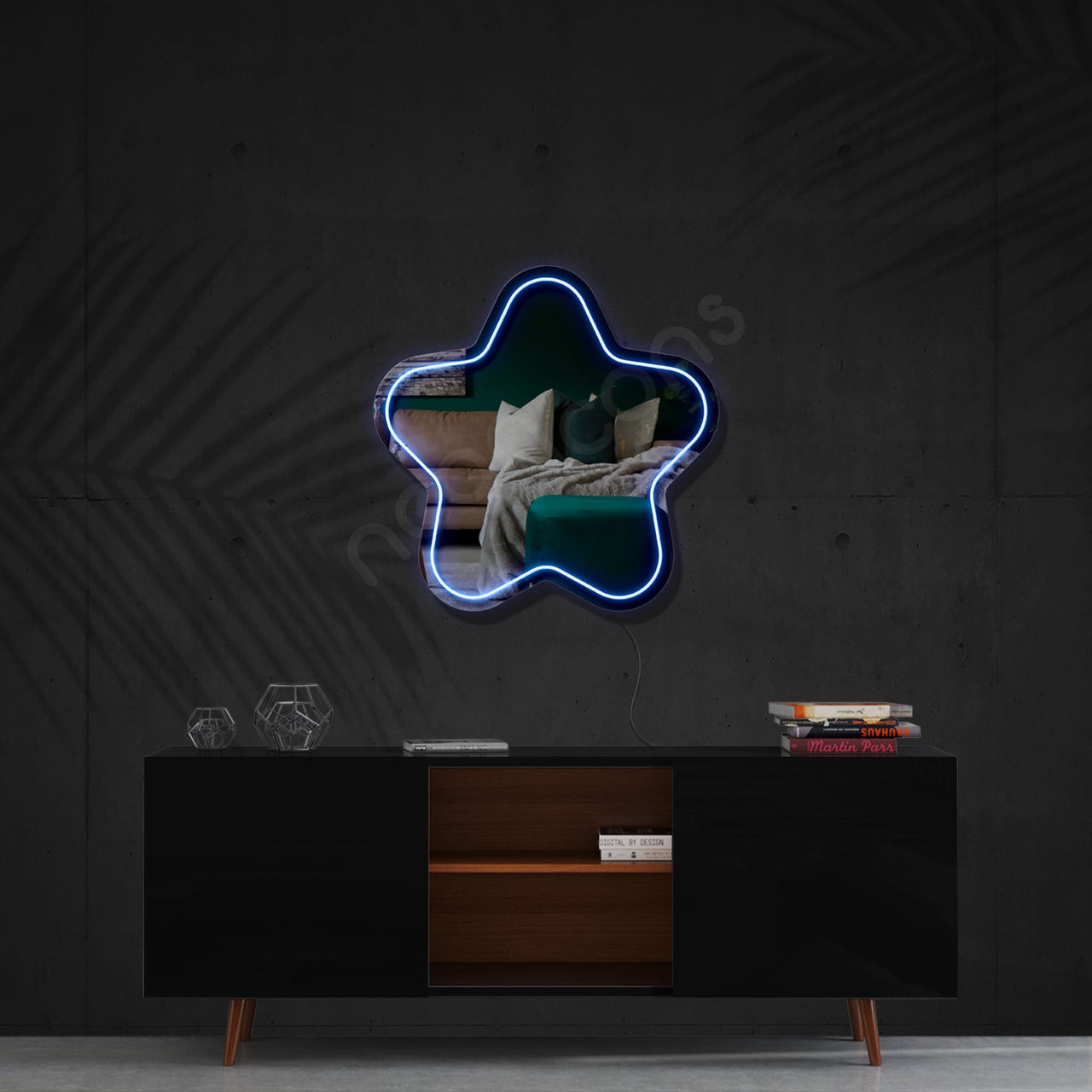 "Wavy" LED Neon x Acrylic Mirror by Neon Icons