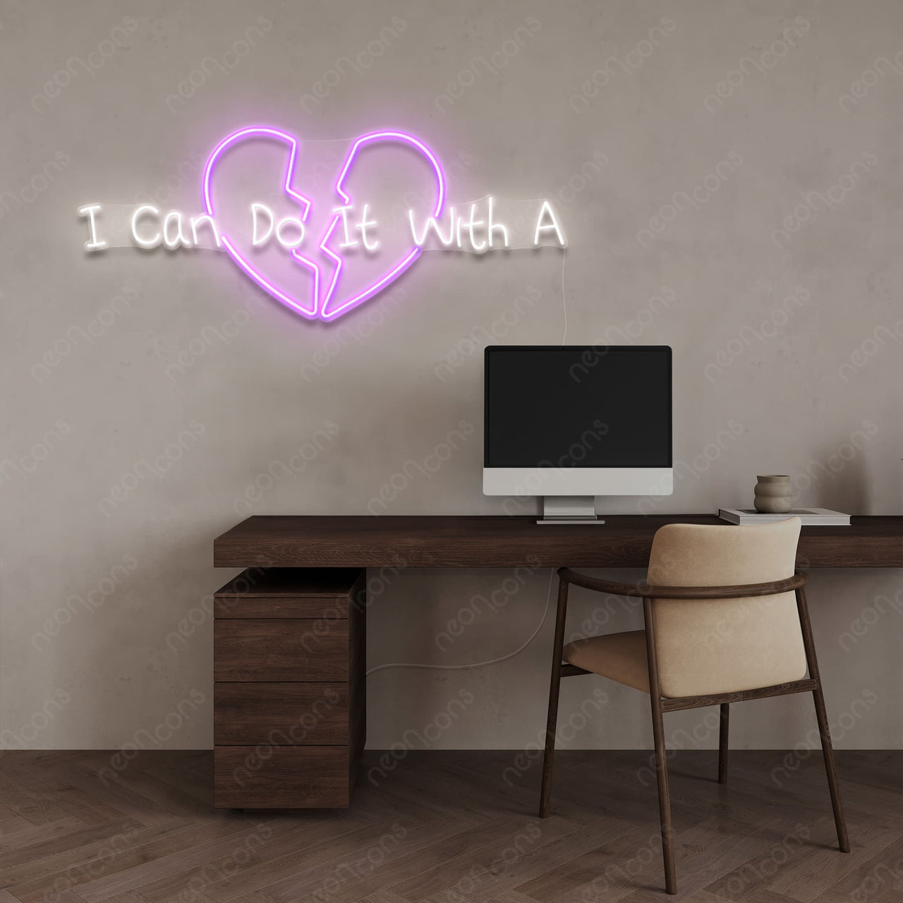 "With A Broken Heart" Neon Sign by Neon Icons