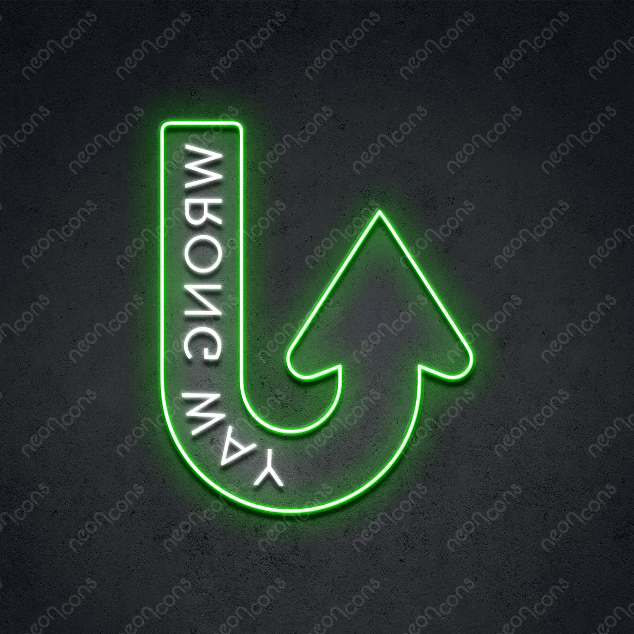 "Wrong Way" LED Neon 60cm (2ft) / Green / LED Neon by Neon Icons