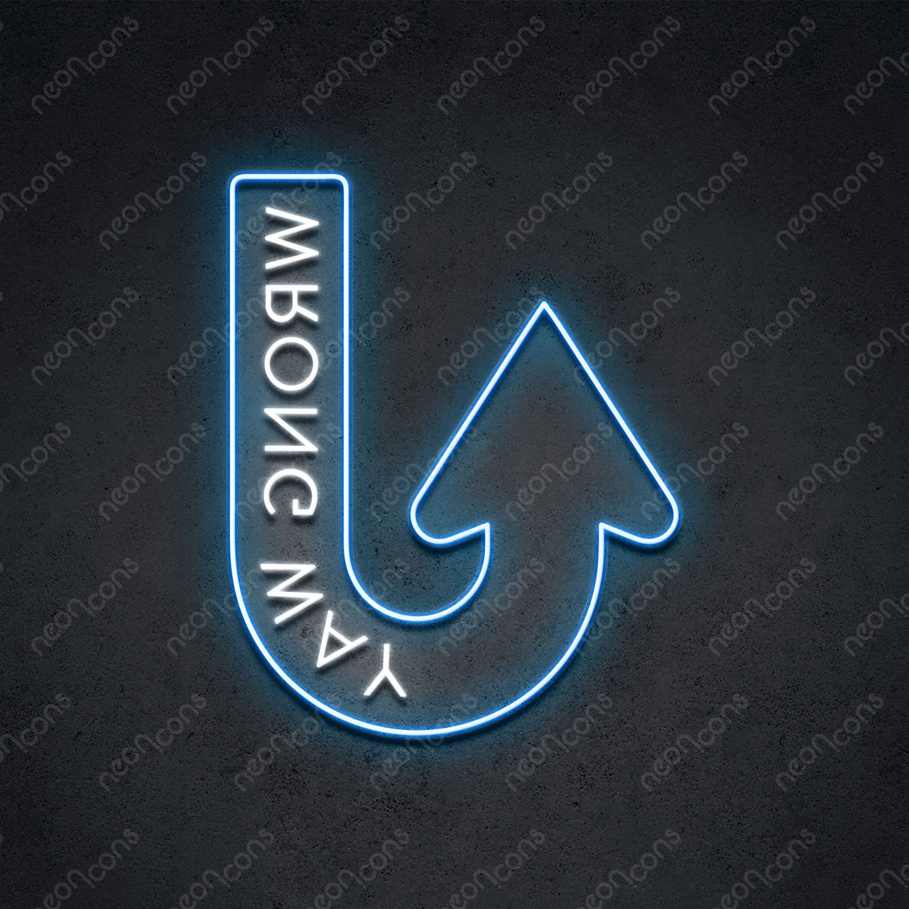 "Wrong Way" LED Neon 60cm (2ft) / Ice Blue / LED Neon by Neon Icons