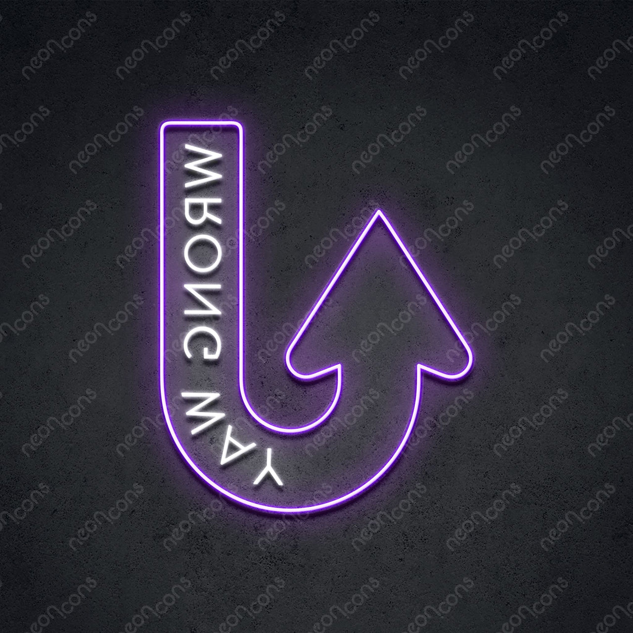 "Wrong Way" LED Neon 60cm (2ft) / Purple / LED Neon by Neon Icons