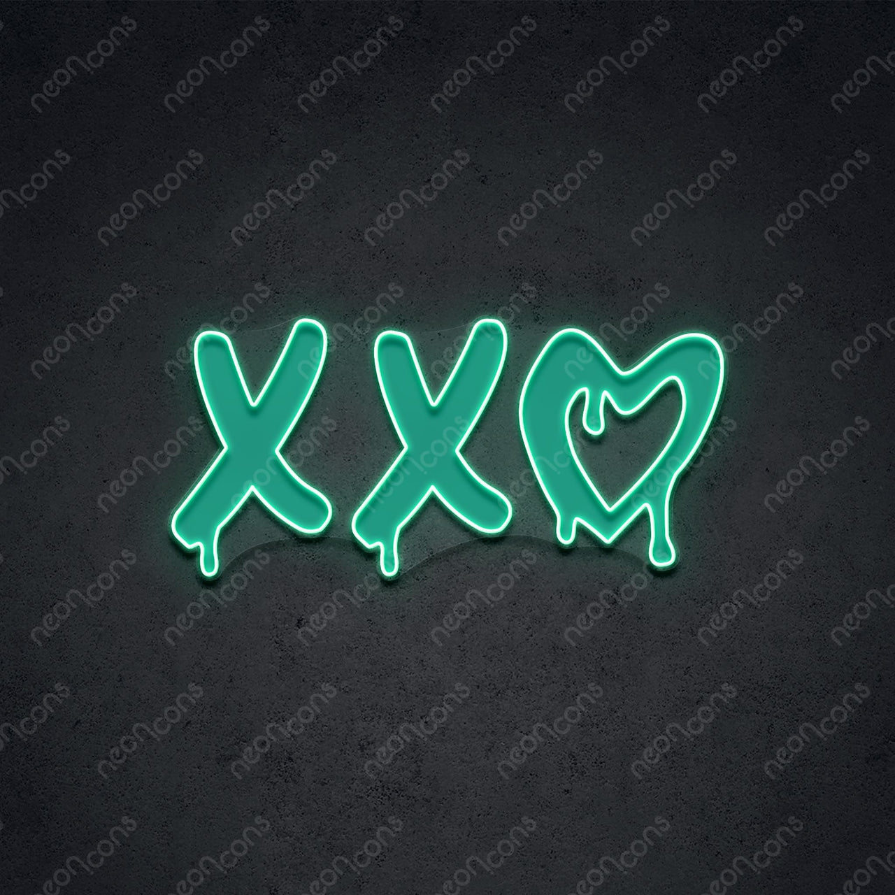 "XXO" LED Neon x Print 45cm (1.5ft) / Teal / LED Neon x Print by Neon Icons