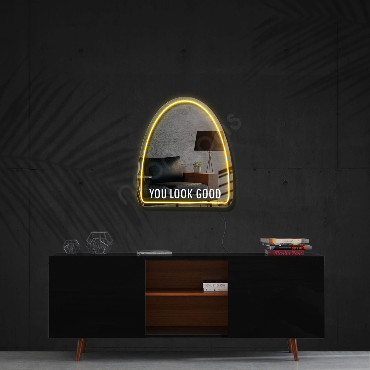"You Look Good" LED Neon x Acrylic Mirror by Neon Icons