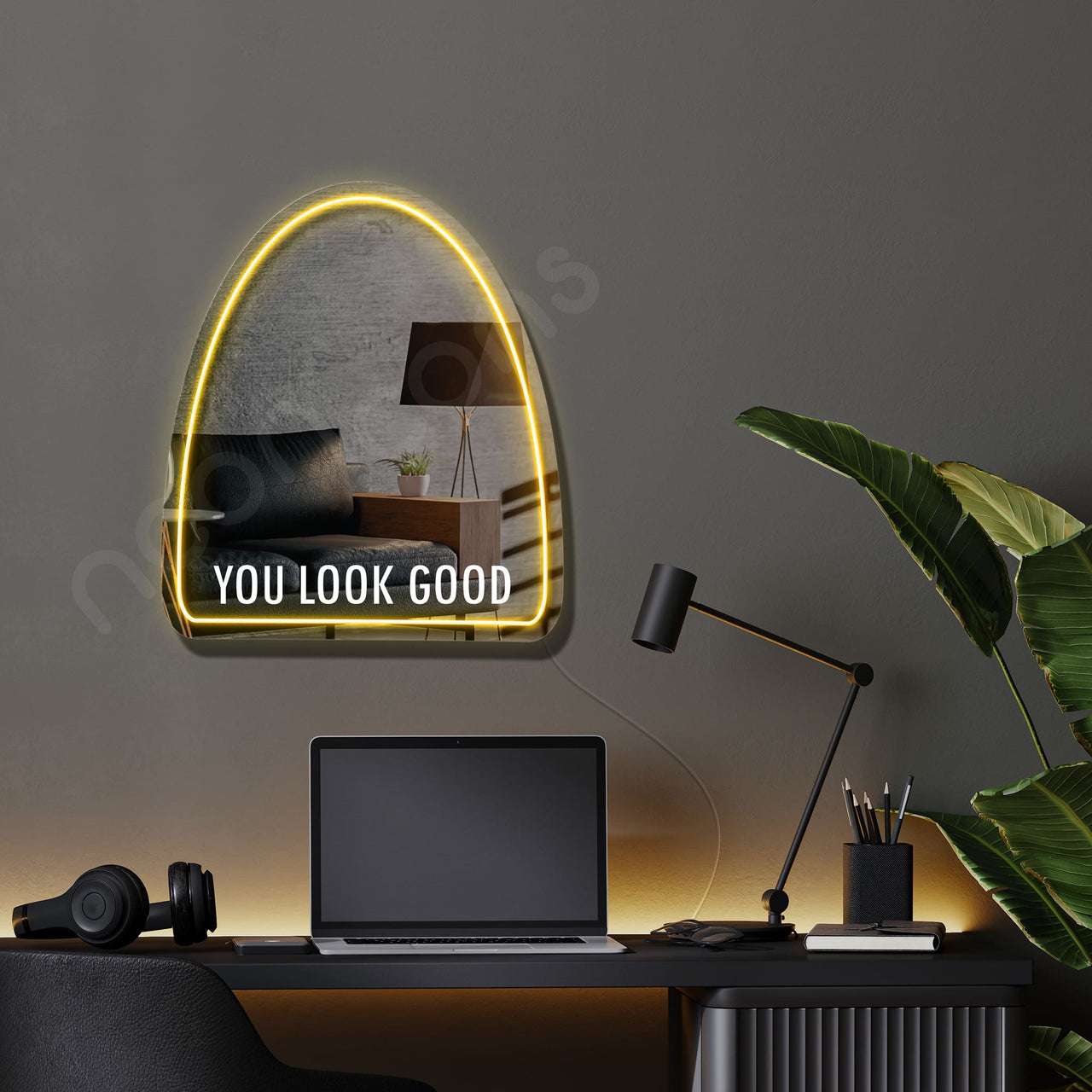 "You Look Good" LED Neon x Acrylic Mirror by Neon Icons